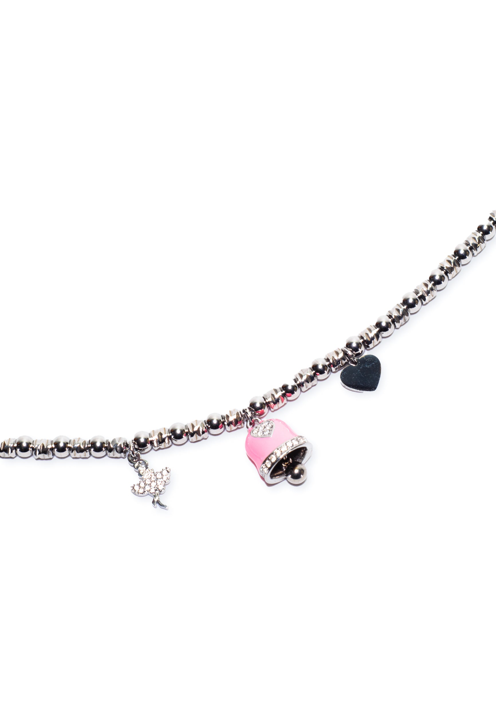 freddy-collana-acciaio-silver-a-sfere-con-charms-rosa-e-strass image 4