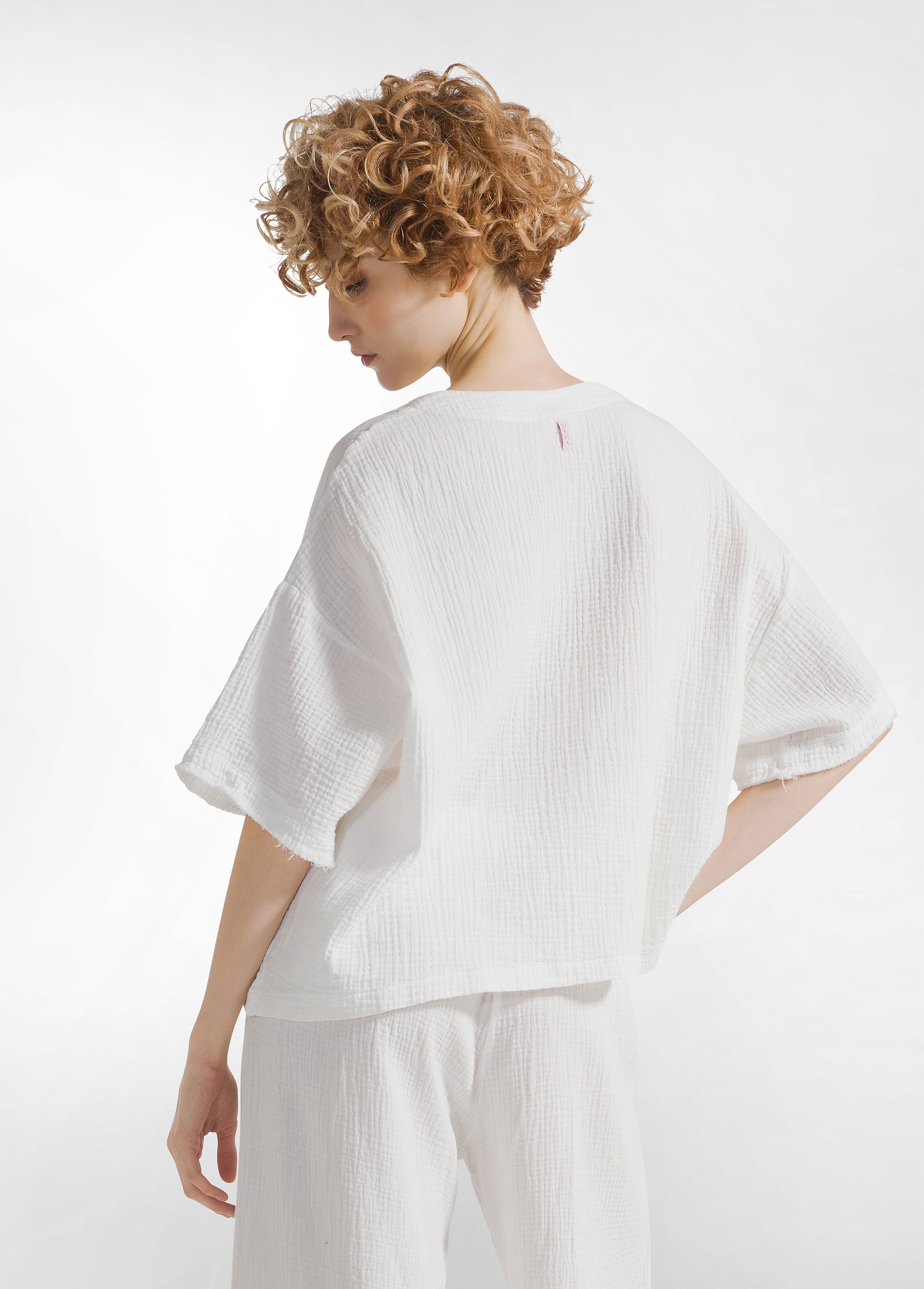 deha-blusa-ampia-in-garza-di-cotone-bianca image 2