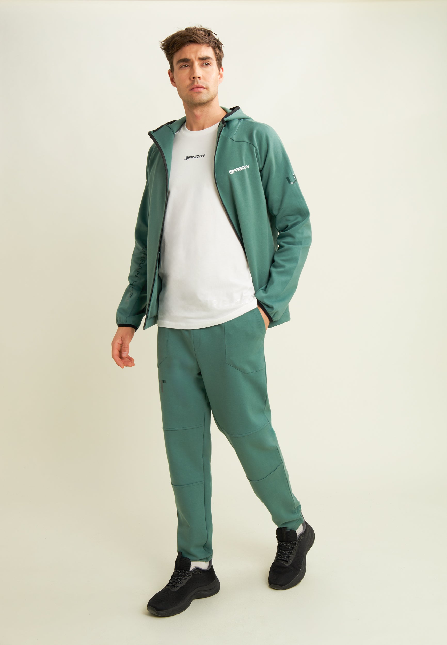 freddy-felpa-full-zip-uomo-con-cappuccio-e-bordi-jacquard image 2