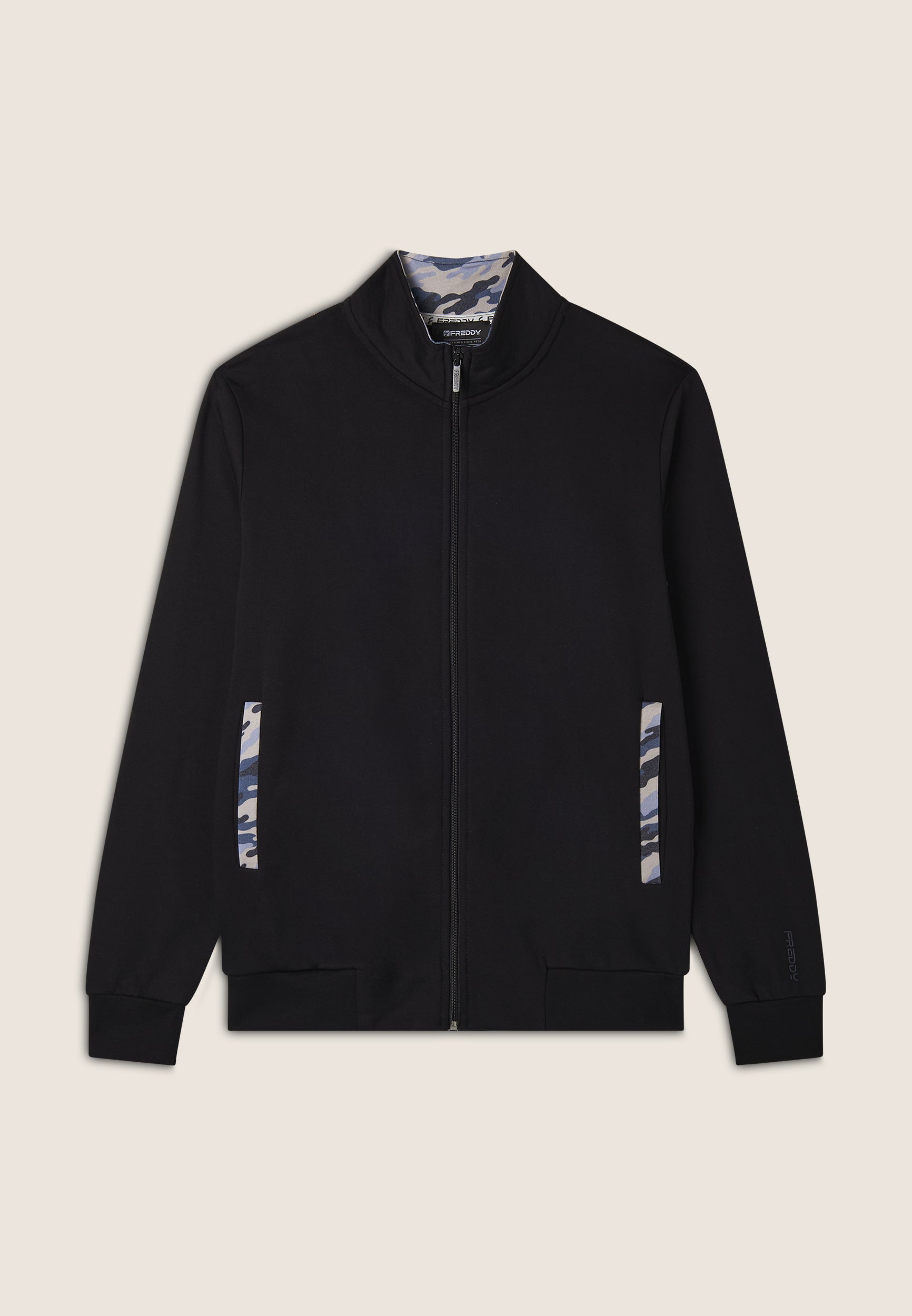 freddy-felpa-uomo-zip-collo-alto-con-dettagli-camouflage image 1