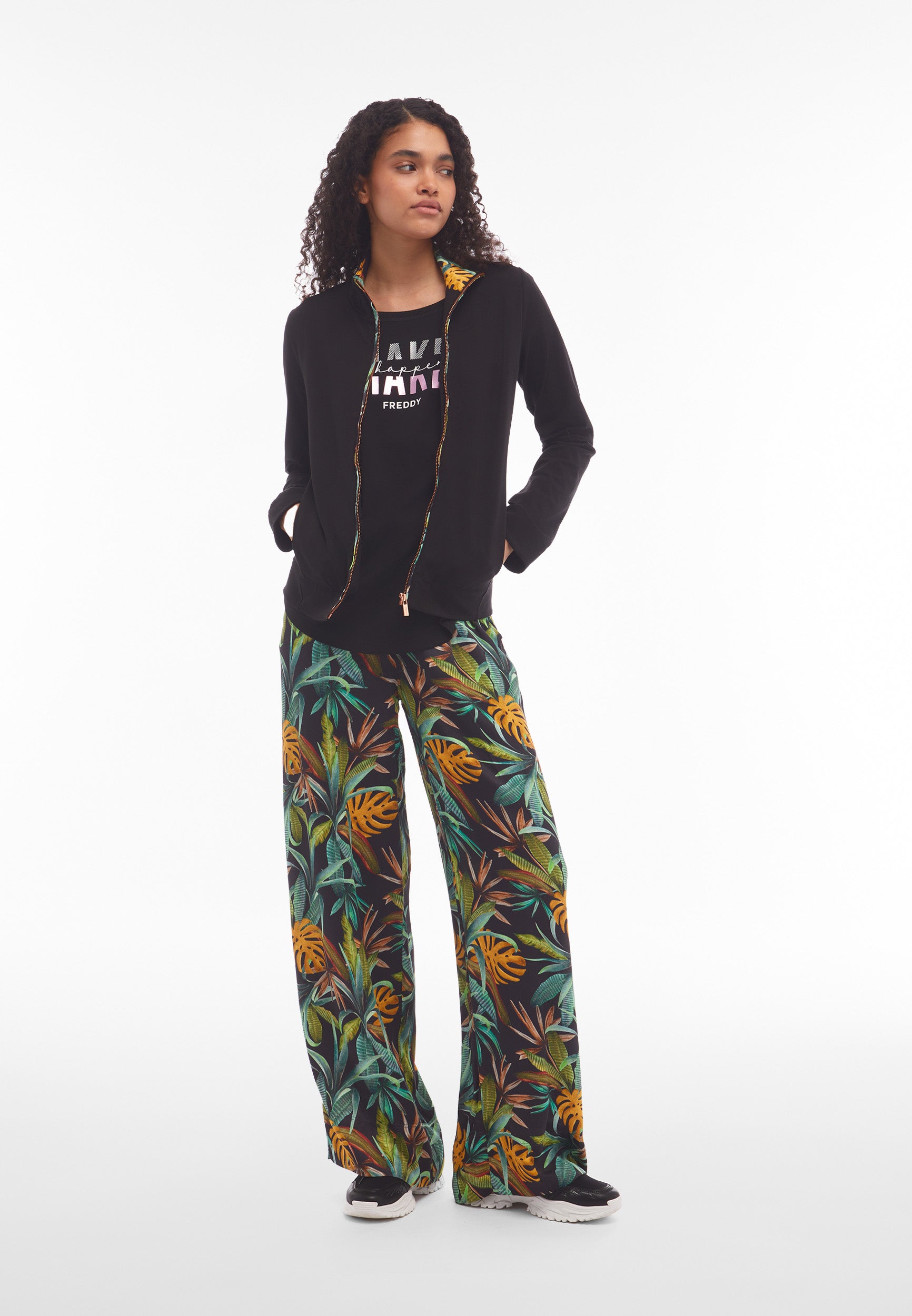 freddy-pantaloni-culotte-gamba-ampia-in-viscosa-stampa-tropical image 2