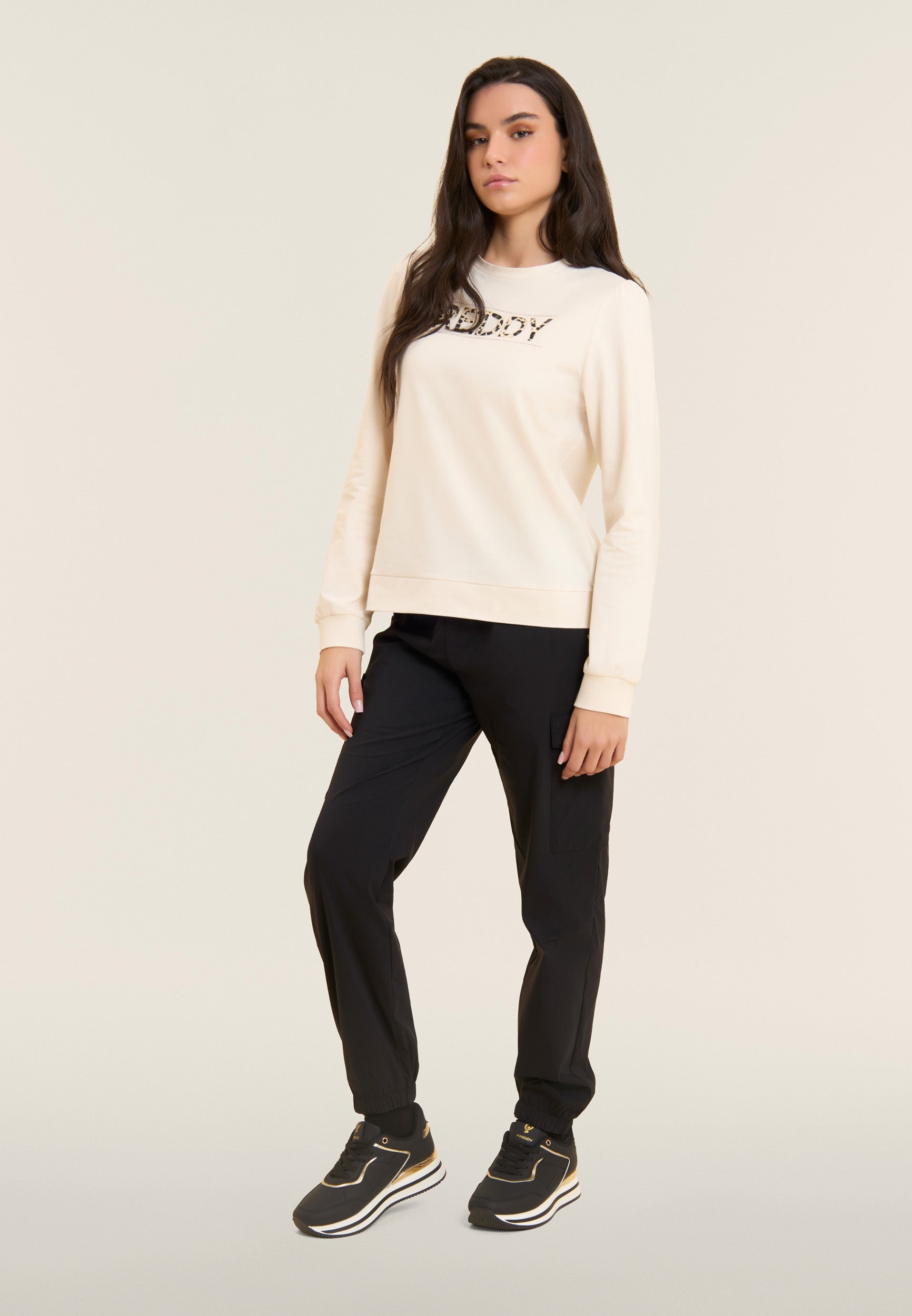 freddy-pantaloni-cargo-in-popeline-elasticizzato-regular-con-coulisse-e-tasche-l image 2