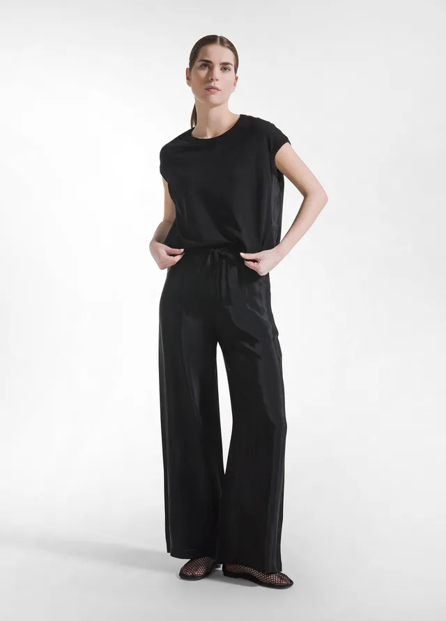 deha-completo-top-e-pantaloni-palazzo-misto-seta-cotone-nero image 1