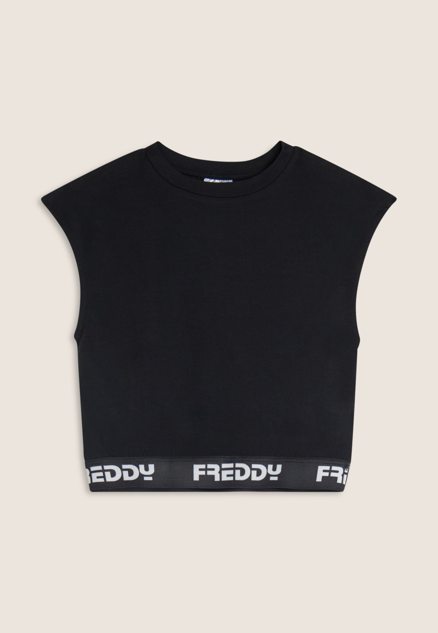 freddy-top-senza-maniche-comfort-fit-cropped-in-cotone-elasticizzato-con-elastic image 1