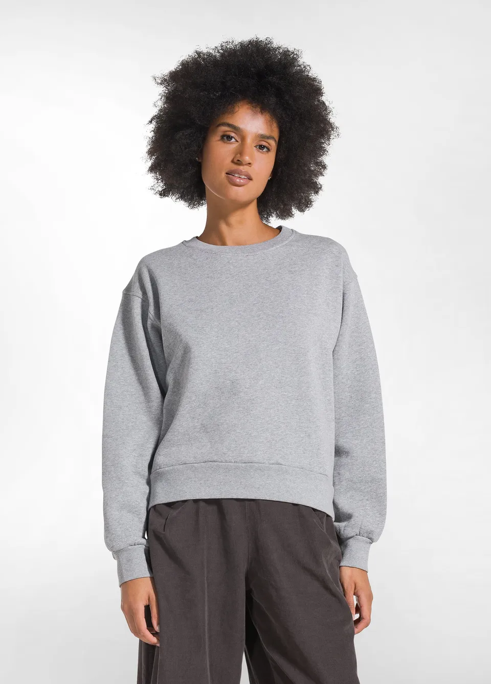 deha-d52141-felpa-girocollo-in-cotone-organico-grigio image 1