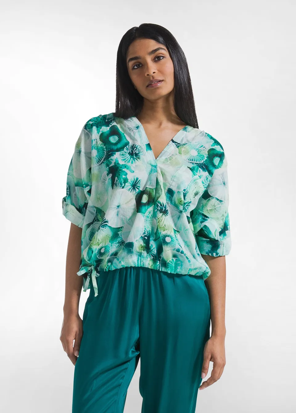 deha-blusa-all-over-in-mussola-di-cotone-blu image 1