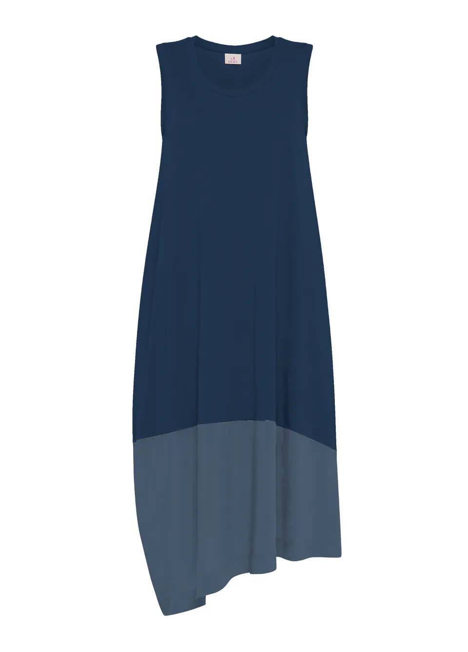 deha-abito-smanicato-blu-in-mussola-di-cotone-e-jersey-organico image 1