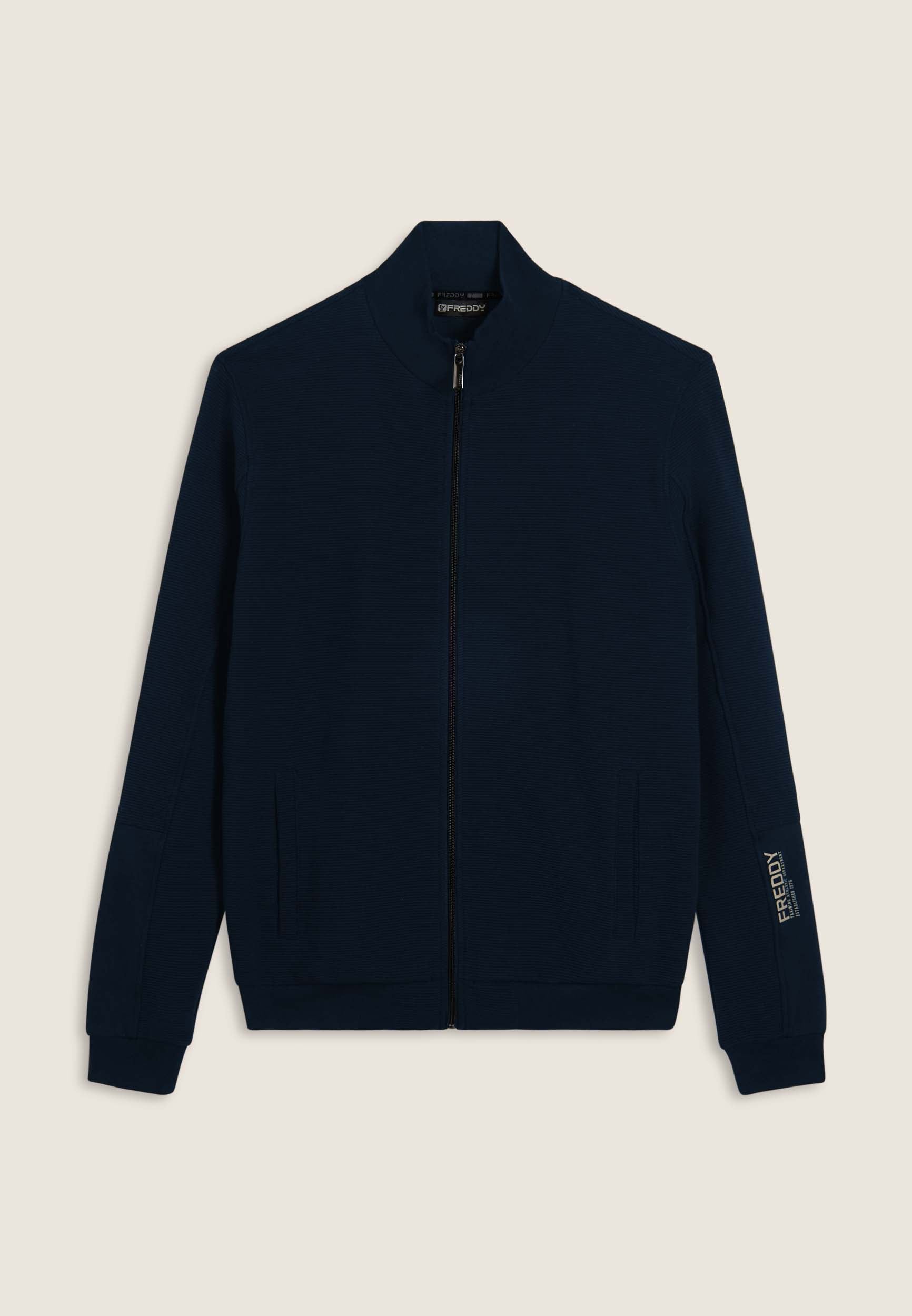 freddy-felpa-uomo-full-zip-rigata-con-grafica-sulla-manica image 8