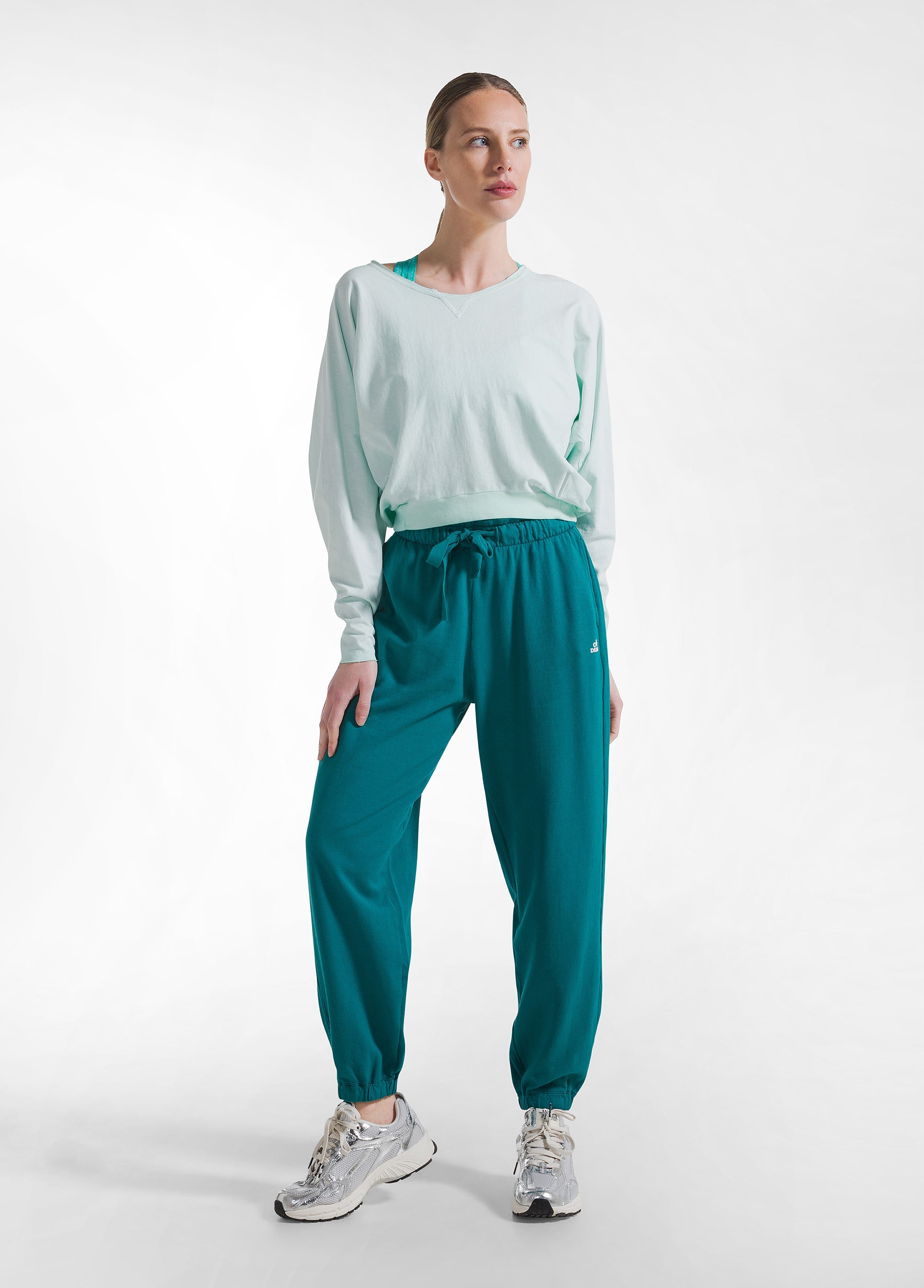 deha-d42145-pantaloni-in-cotone-morbido-verde-felpa-300g image 1