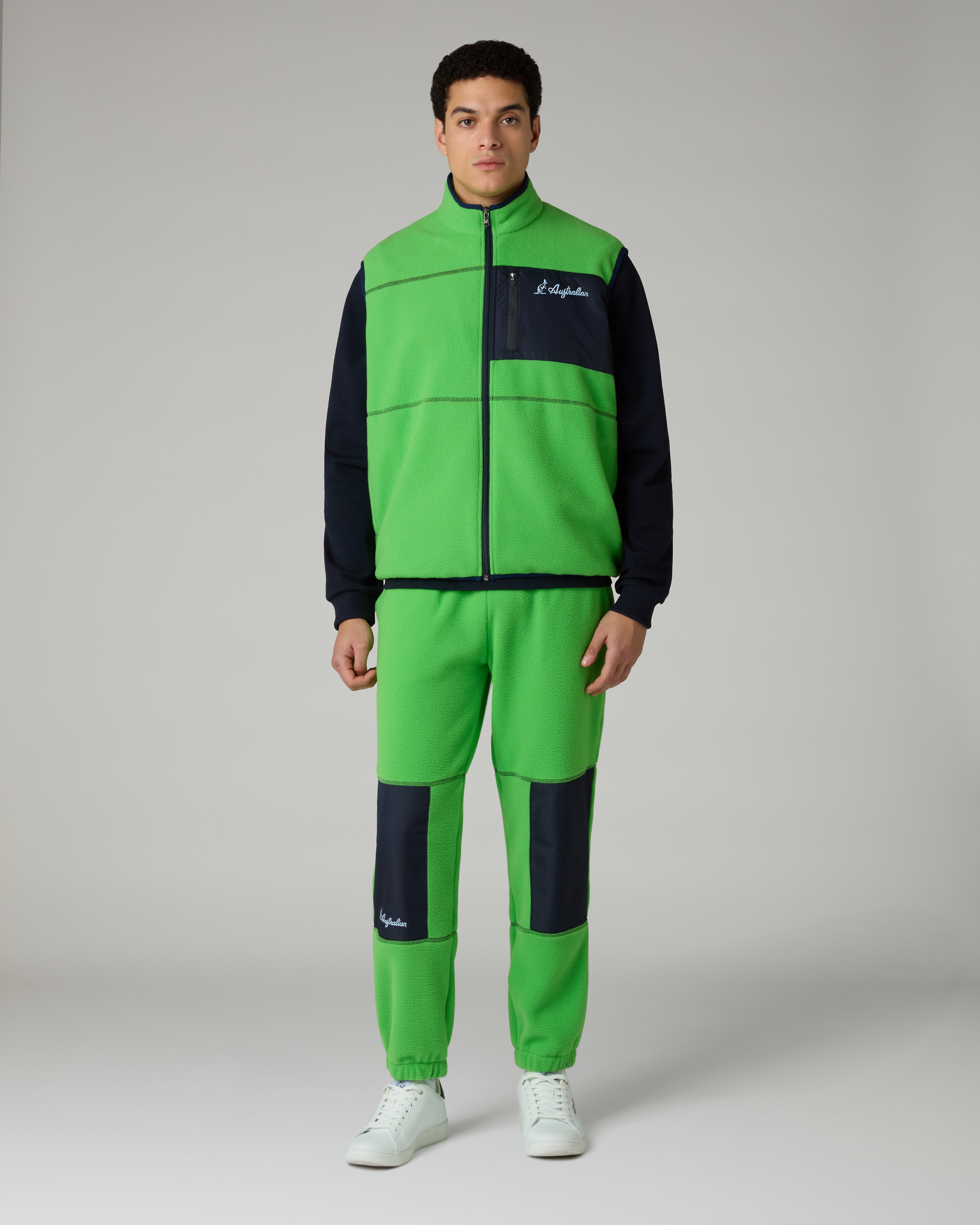 australian-color-block-gilet-pile-con-zip-uomo image 2