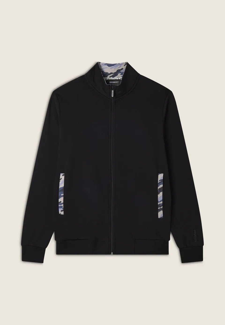 freddy-felpa-uomo-zip-collo-alto-con-dettagli-camouflage image 1