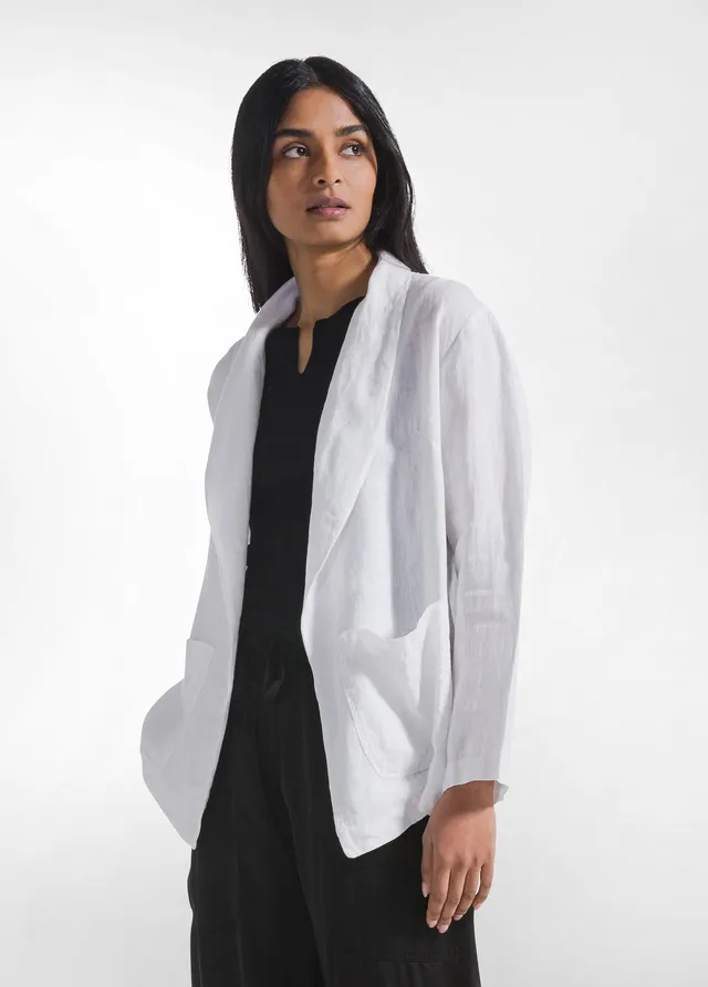 deha-d42580-blazer-in-lino-effetto-sfumato-bianco image 1
