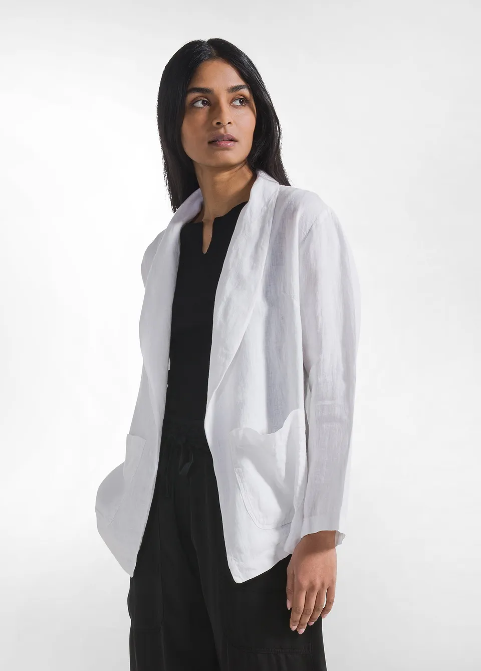 deha-d42580-blazer-in-lino-effetto-sfumato-bianco image 1
