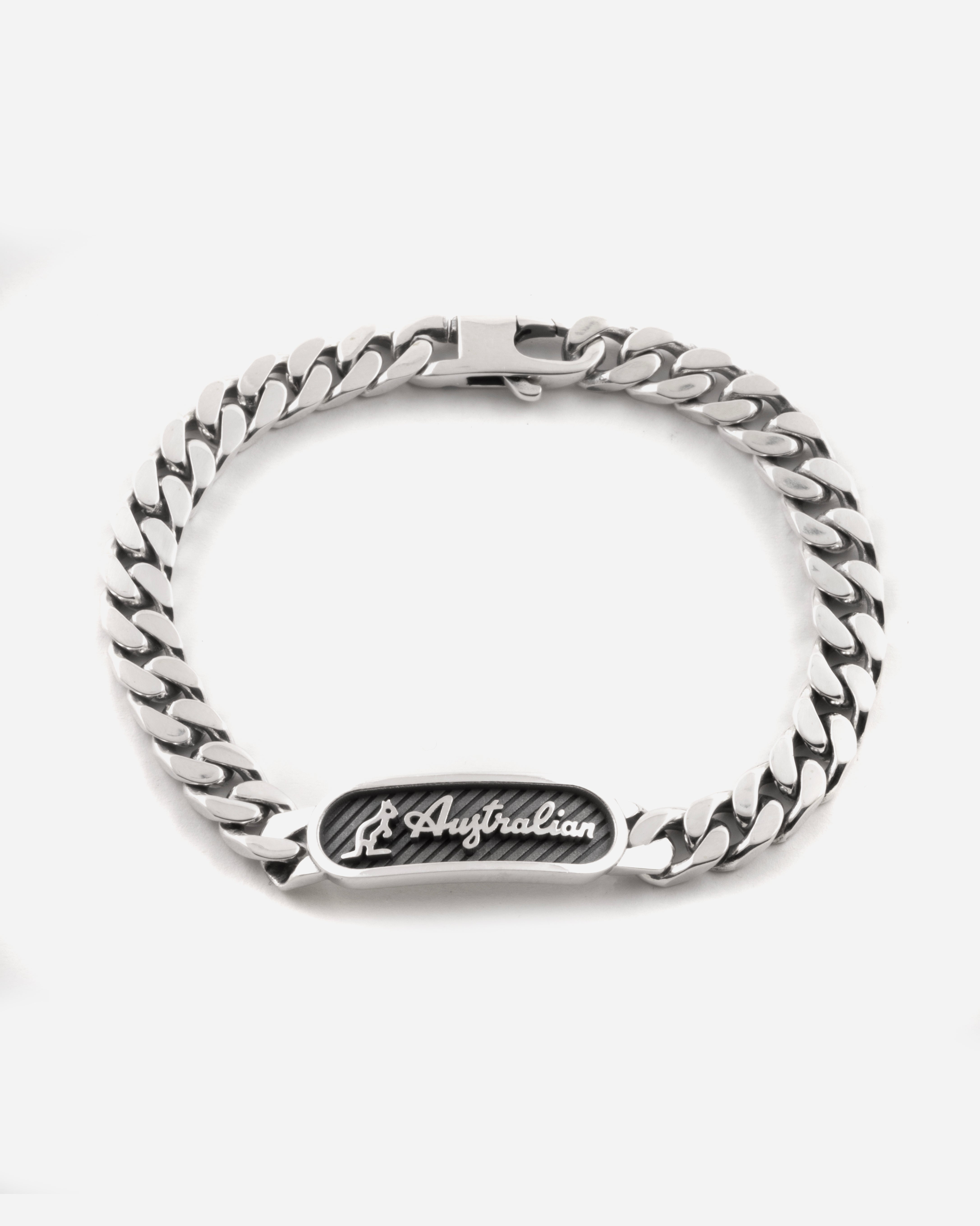 australian-bracelet-silver-con-targa-grumetta-quadrata image 1