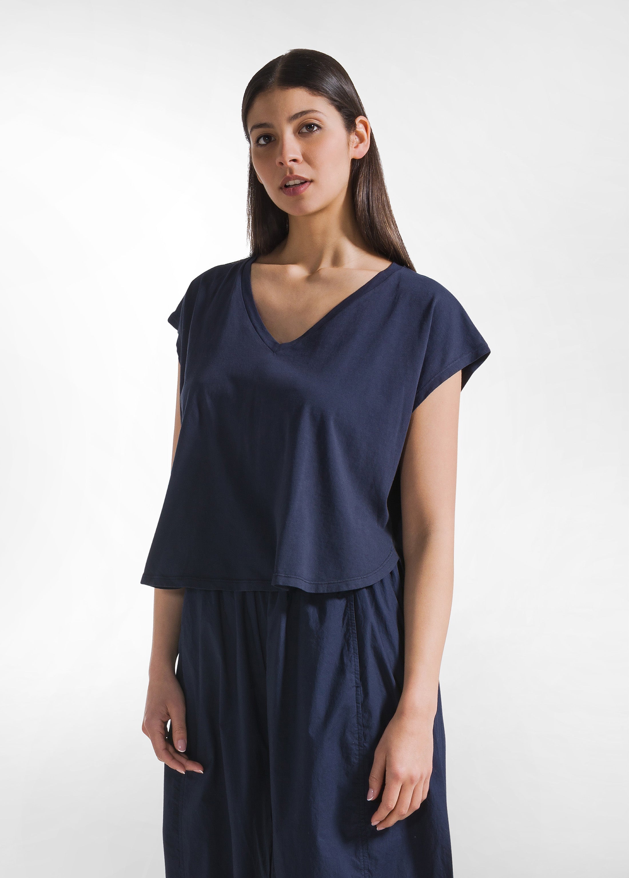 deha-t-shirt-loose-fit-in-jersey-organico-blu image 1