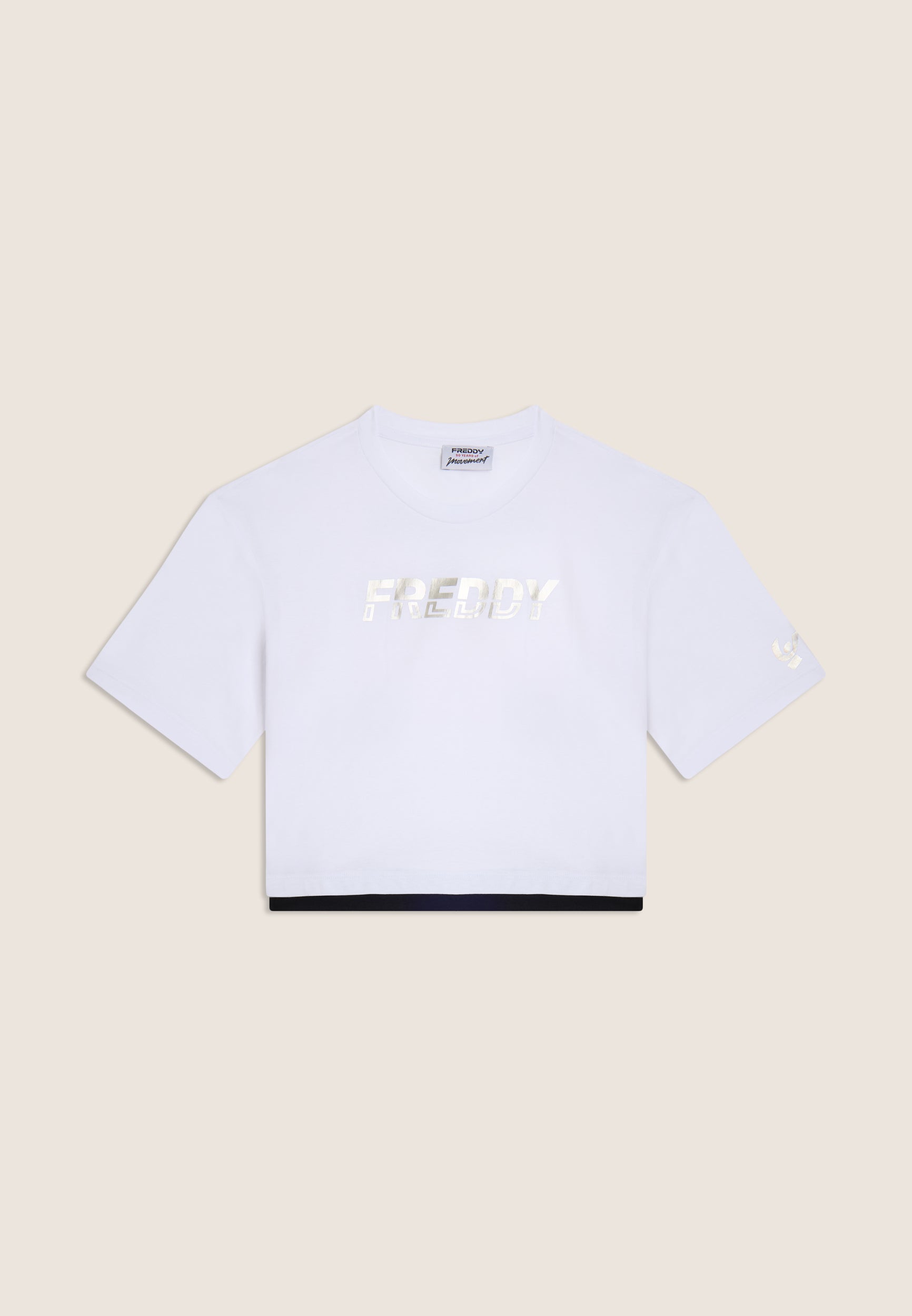 freddy-t-shirt-cropped-con-inserto-a-contrasto-e-logo-perlato image 7