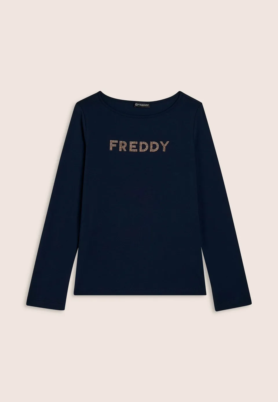 freddy-t-shirt-a-maniche-lunghe-in-jersey-con-logo-freddy-in-strass image 1