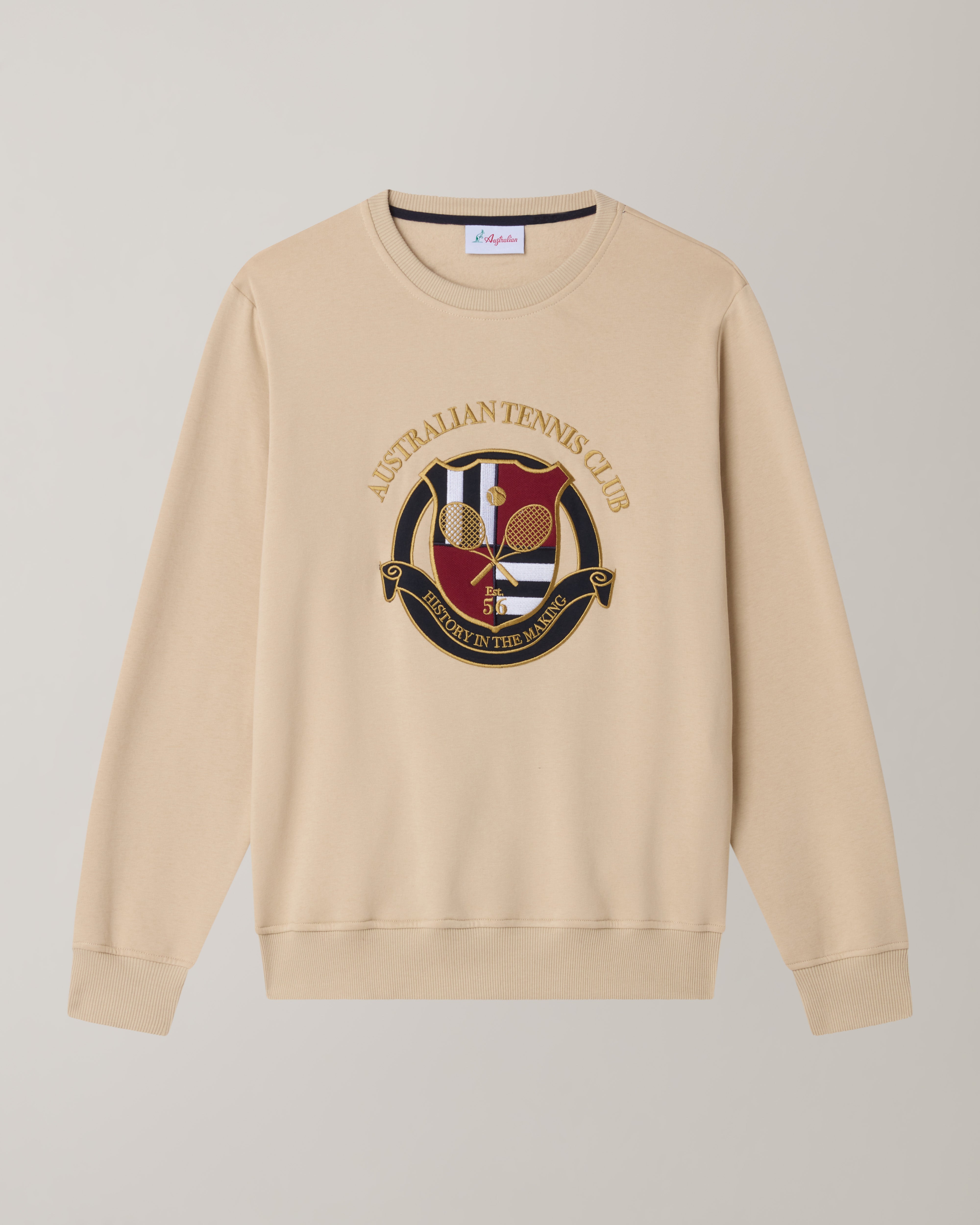 australian-tennis-club-crewneck-felpa-girocollo-sabbia-made-in-italy image 5