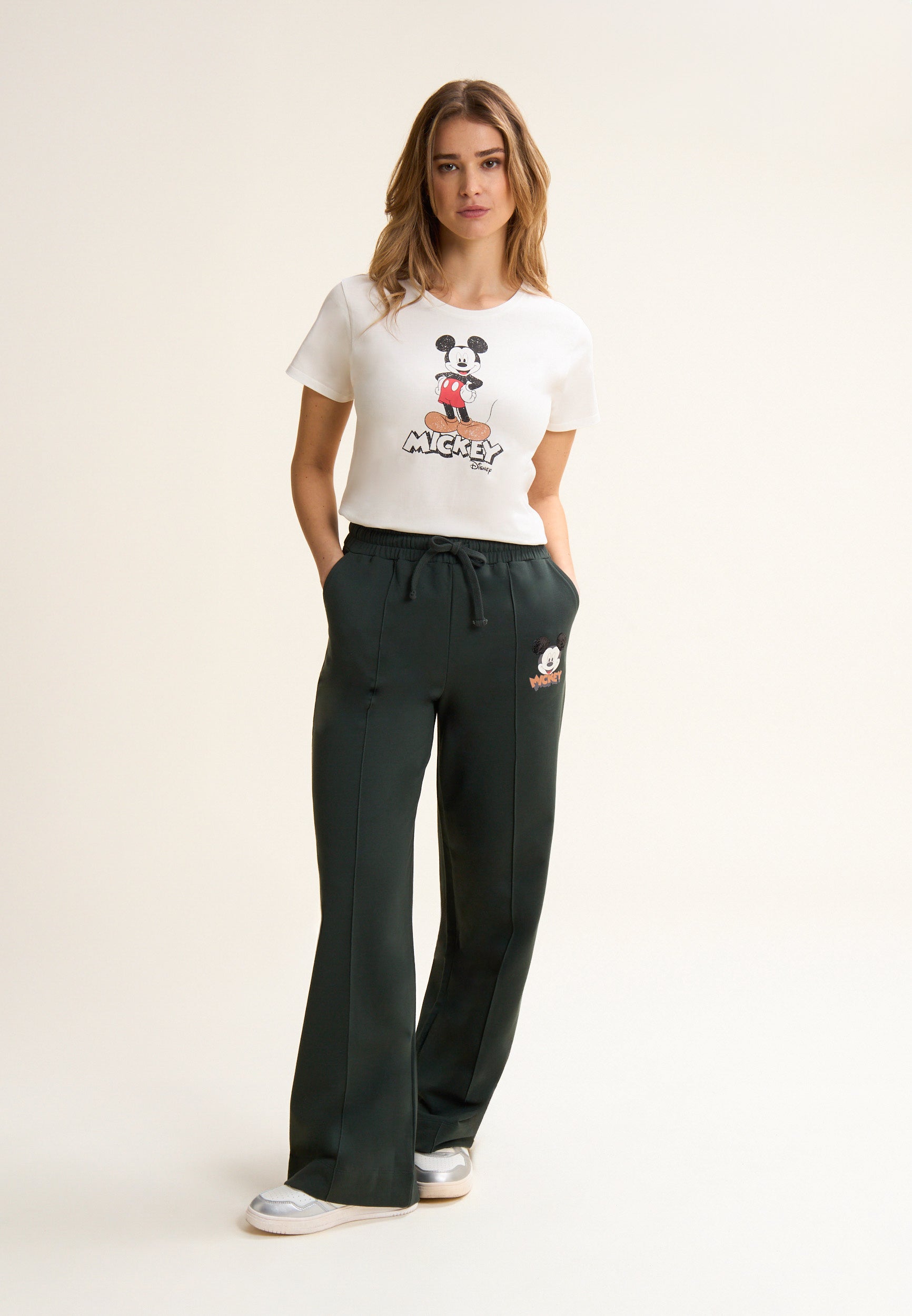 freddy-pantaloni-sportivi-neri-mickey-mouse-gamba-ampia-french-terry image 2