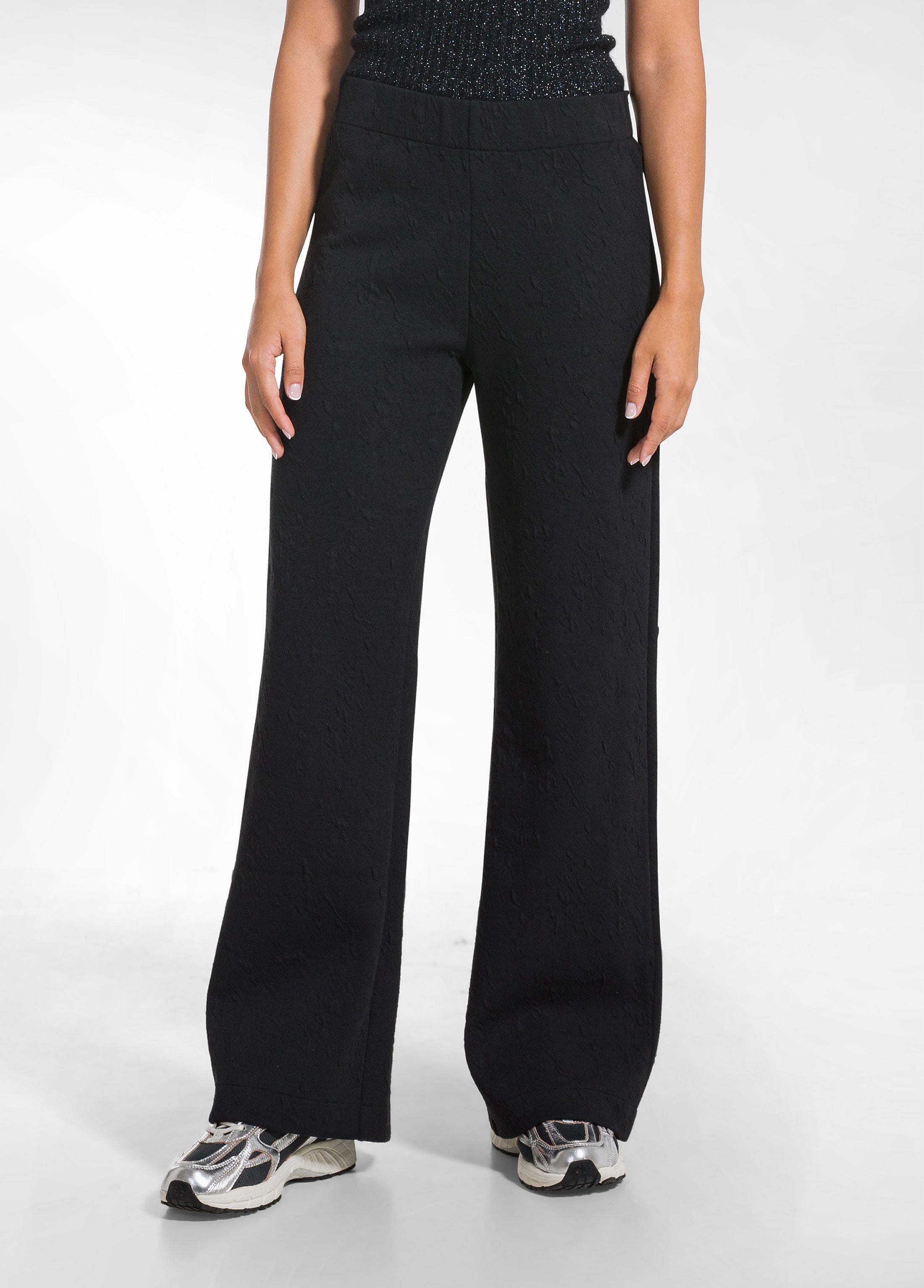 deha-d52527-pantaloni-gamba-dritta-effetto-matelass-nero-animalier image 2