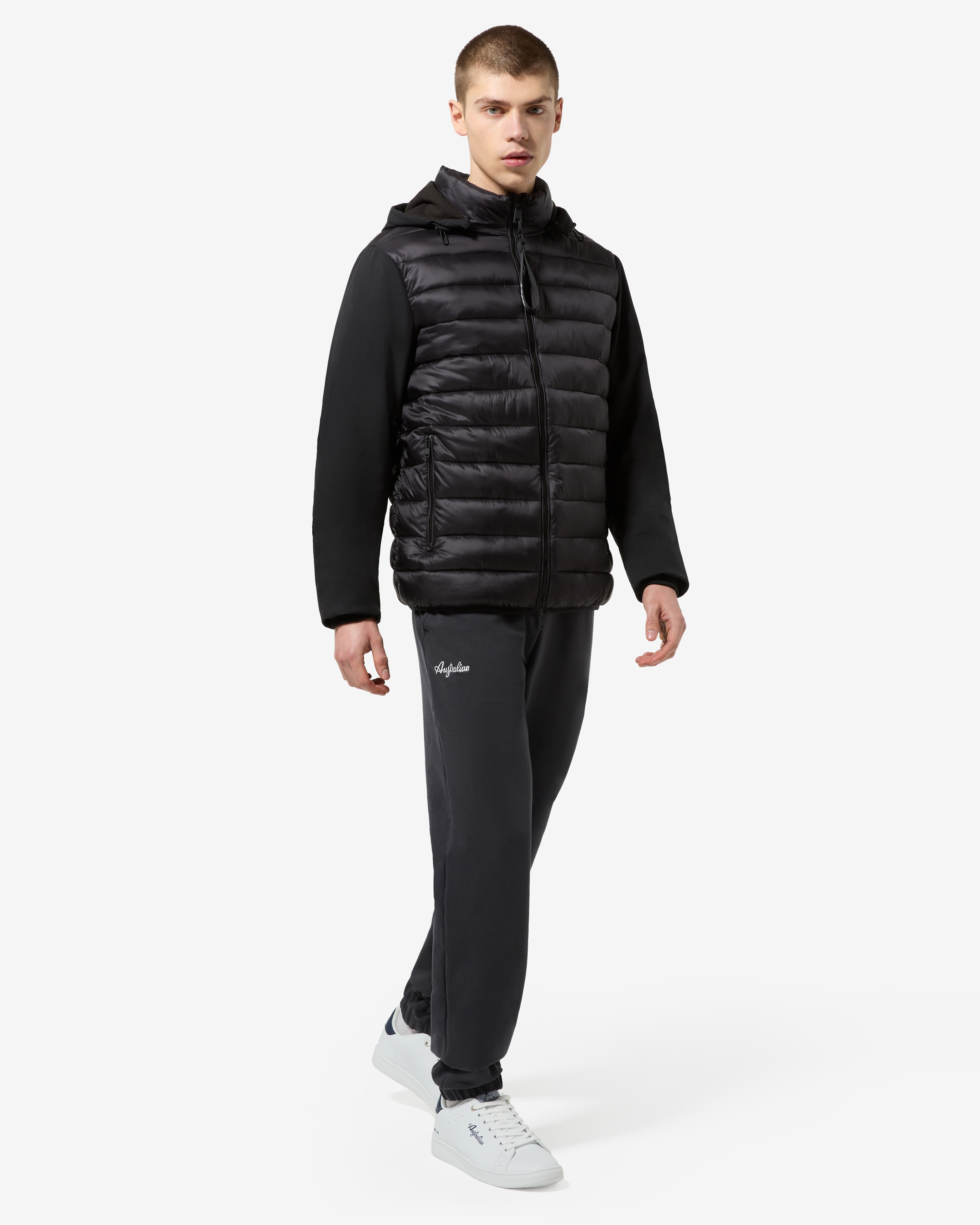 australian-bi-material-jacket-giubbotto-uomo-nero-con-cappuccio image 2