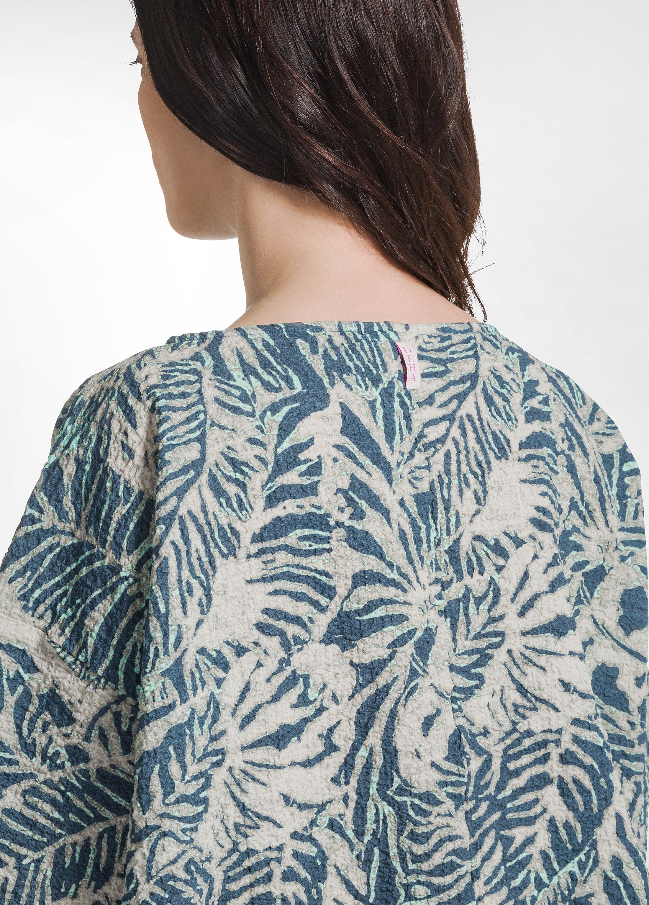 deha-blusa-stampata-in-cotone-ondulato-blu-seersucker image 3