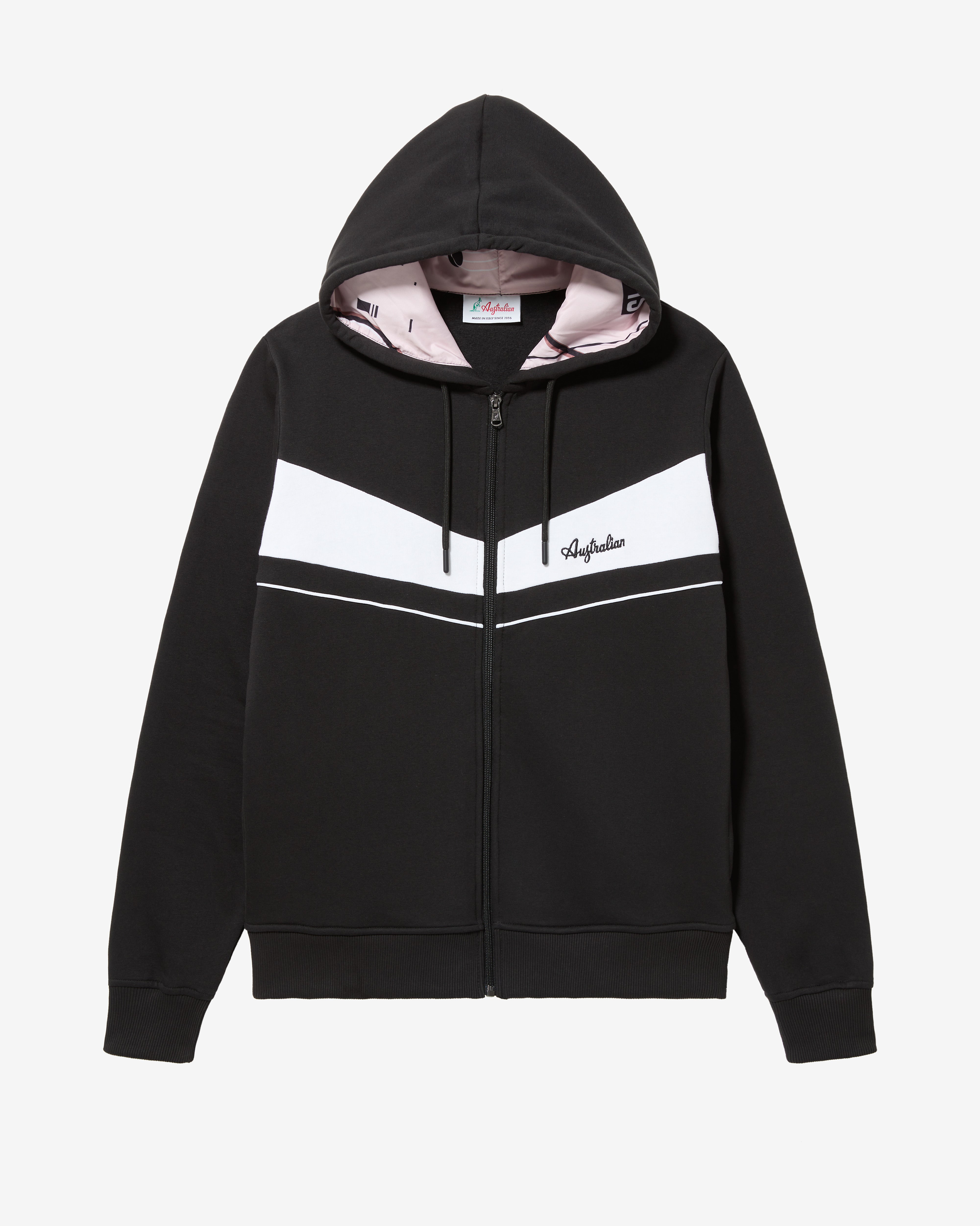 australian-raw-pink-track-jacket-giacca-felpa-con-cappuccio-nera image 7