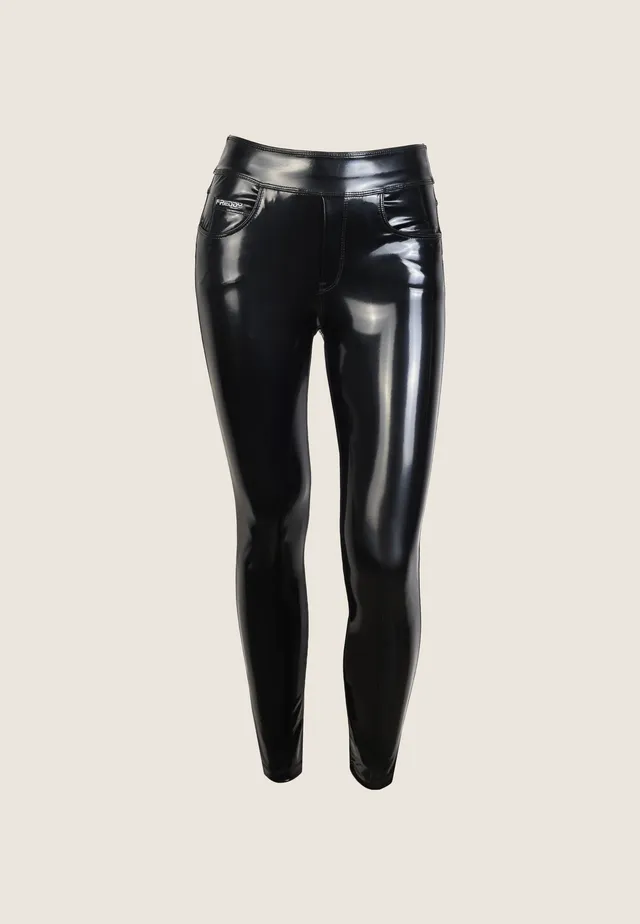 freddy-n-o-w-pants-donna-skinny-vita-media-in-similpelle-lucida image 1
