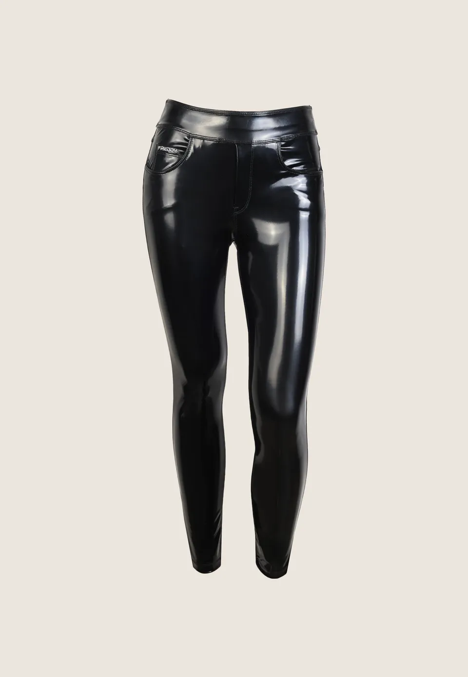 freddy-n-o-w-pants-donna-skinny-vita-media-in-similpelle-lucida image 1