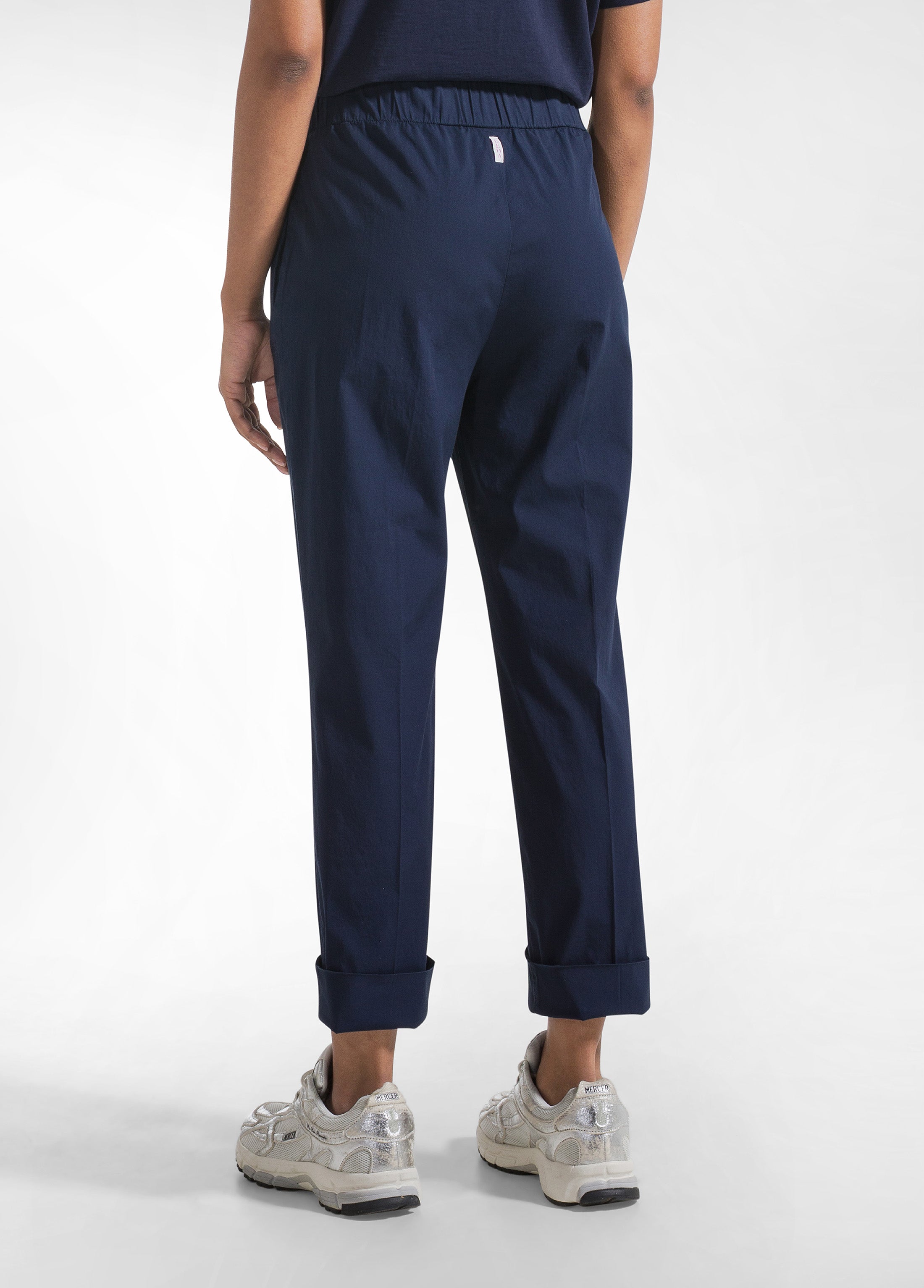 deha-d42557-pantaloni-dritti-in-popline-elasticizzato-blu image 3