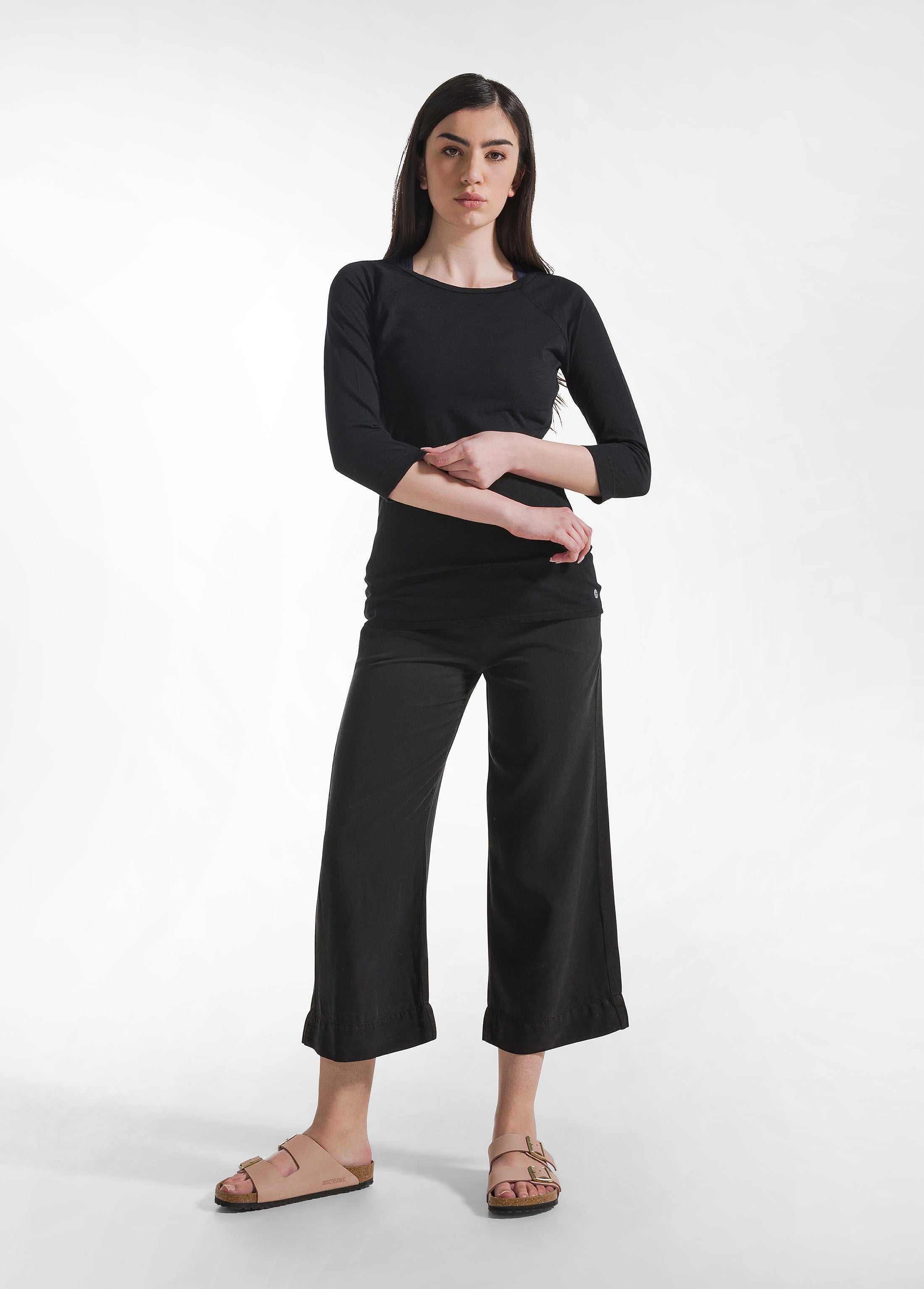 deha-pantaloni-crop-in-twill-lyocell-nero-d42567 image 1