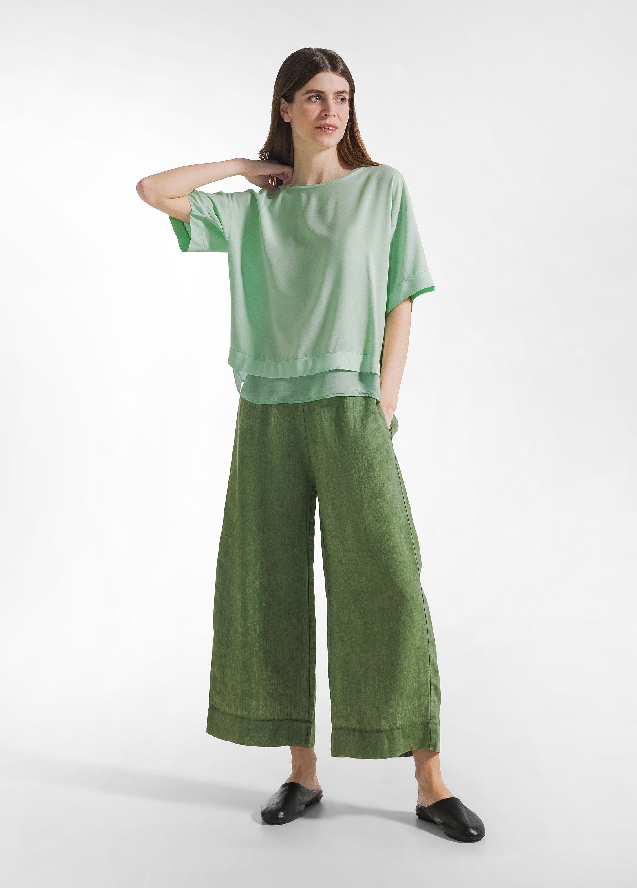 deha-d22341-blusa-in-mussola-di-viscosa-verde image 4