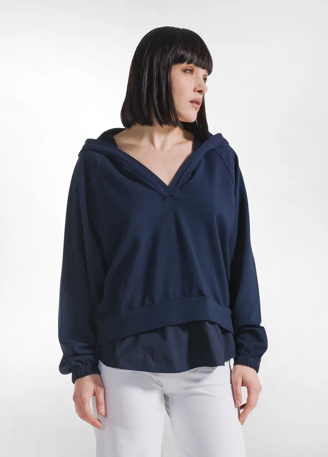 deha-d42714-felpa-con-cappuccio-effetto-parachute-blu image 1