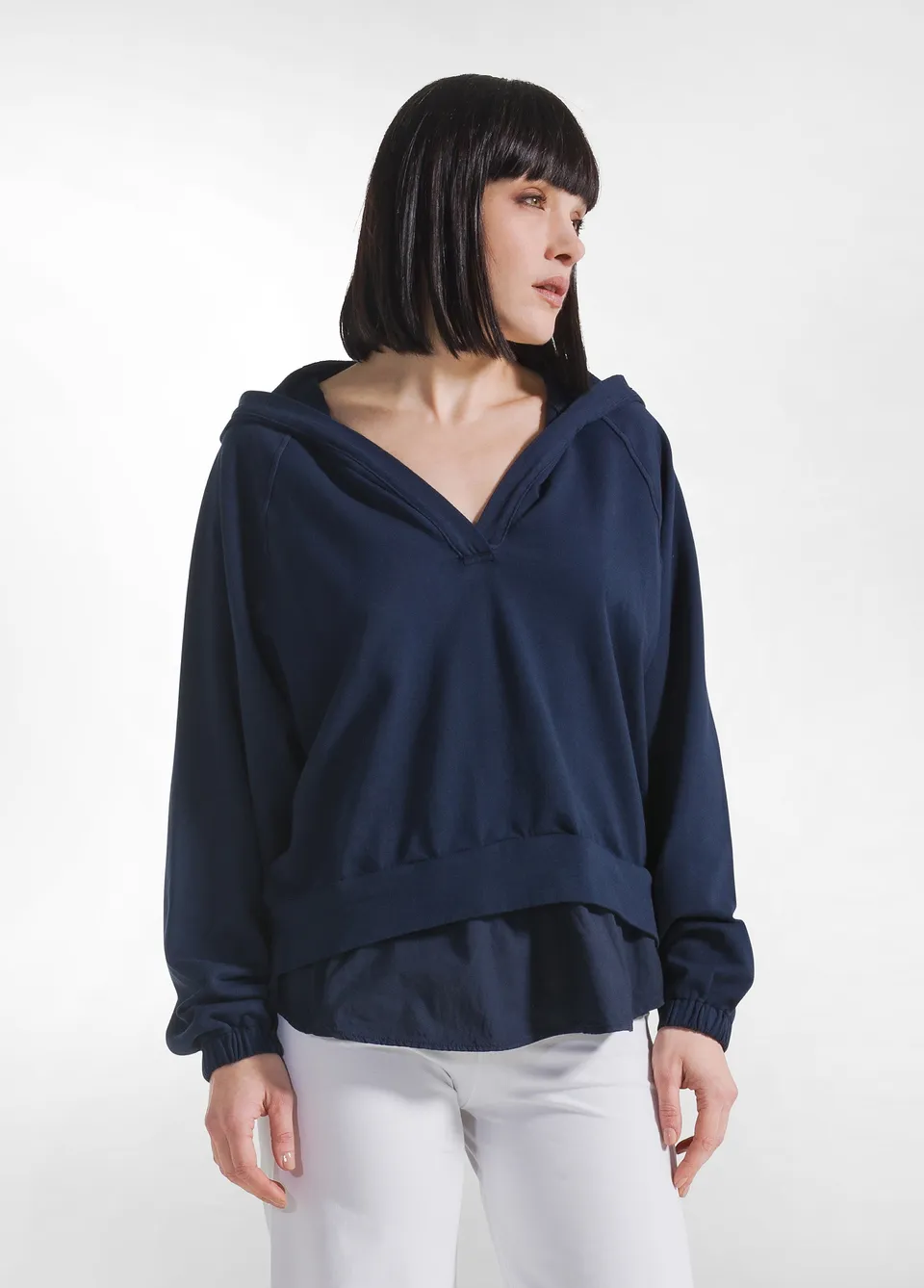 deha-d42714-felpa-con-cappuccio-effetto-parachute-blu image 1