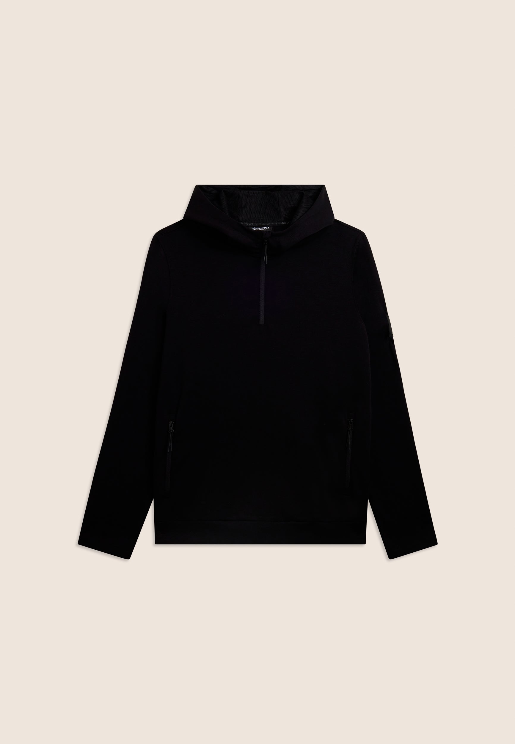freddy-felpa-uomo-mezza-zip-con-cappuccio-collo-alto image 1
