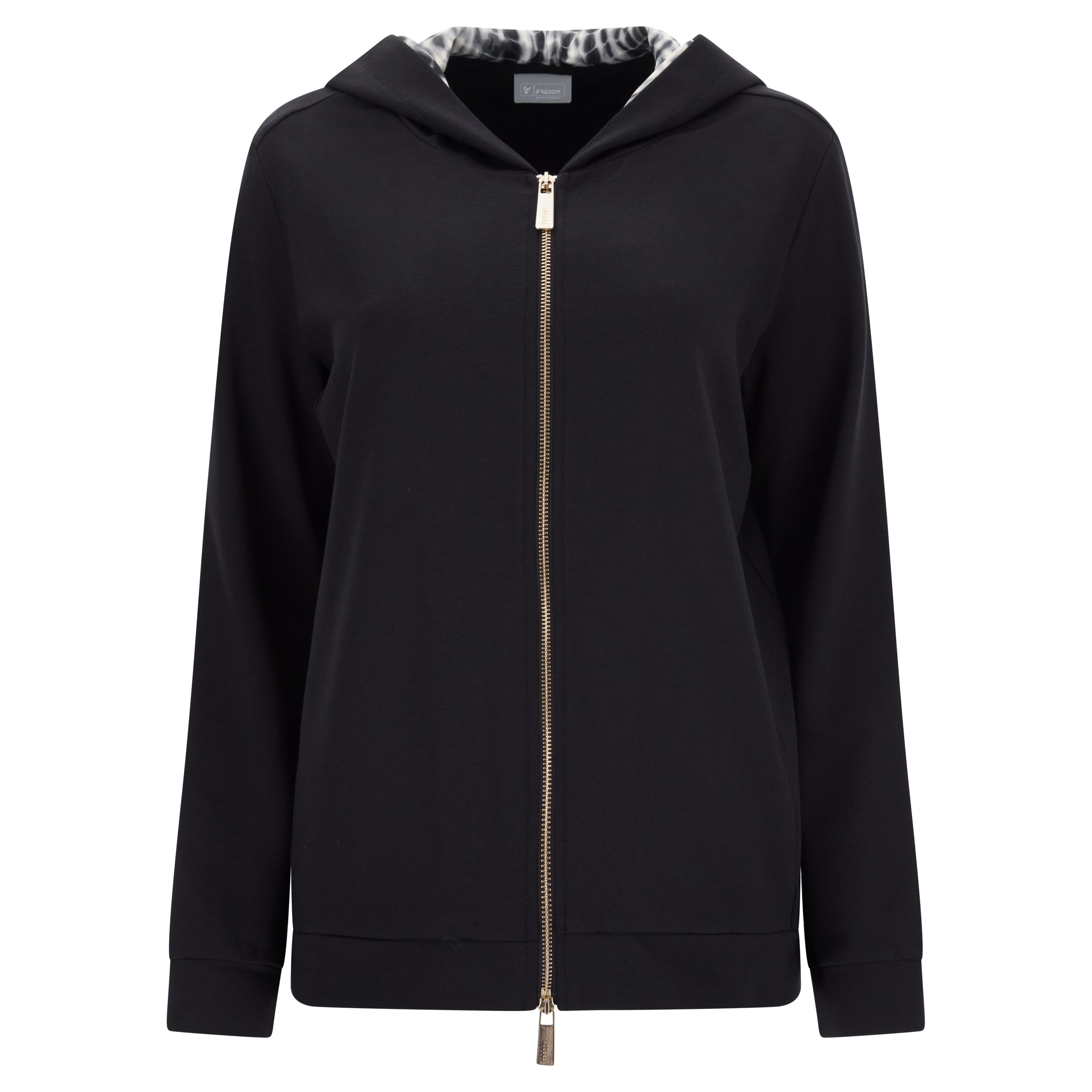 freddy-felpa-comfort-zip-cappuccio-interno-beige-donna image 6