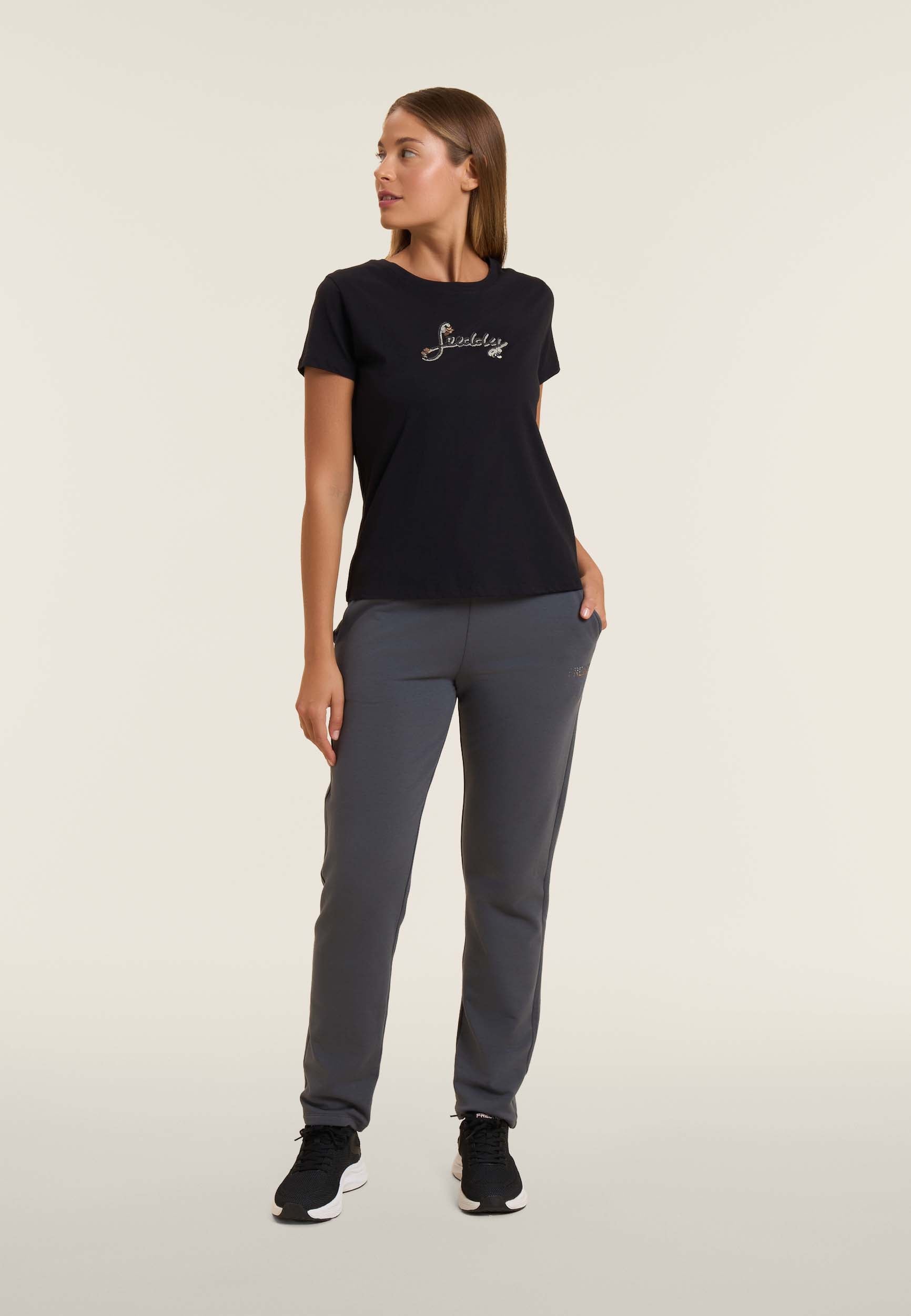 freddy-t-shirt-cotone-supima-logo-paillettes-bicolore image 2