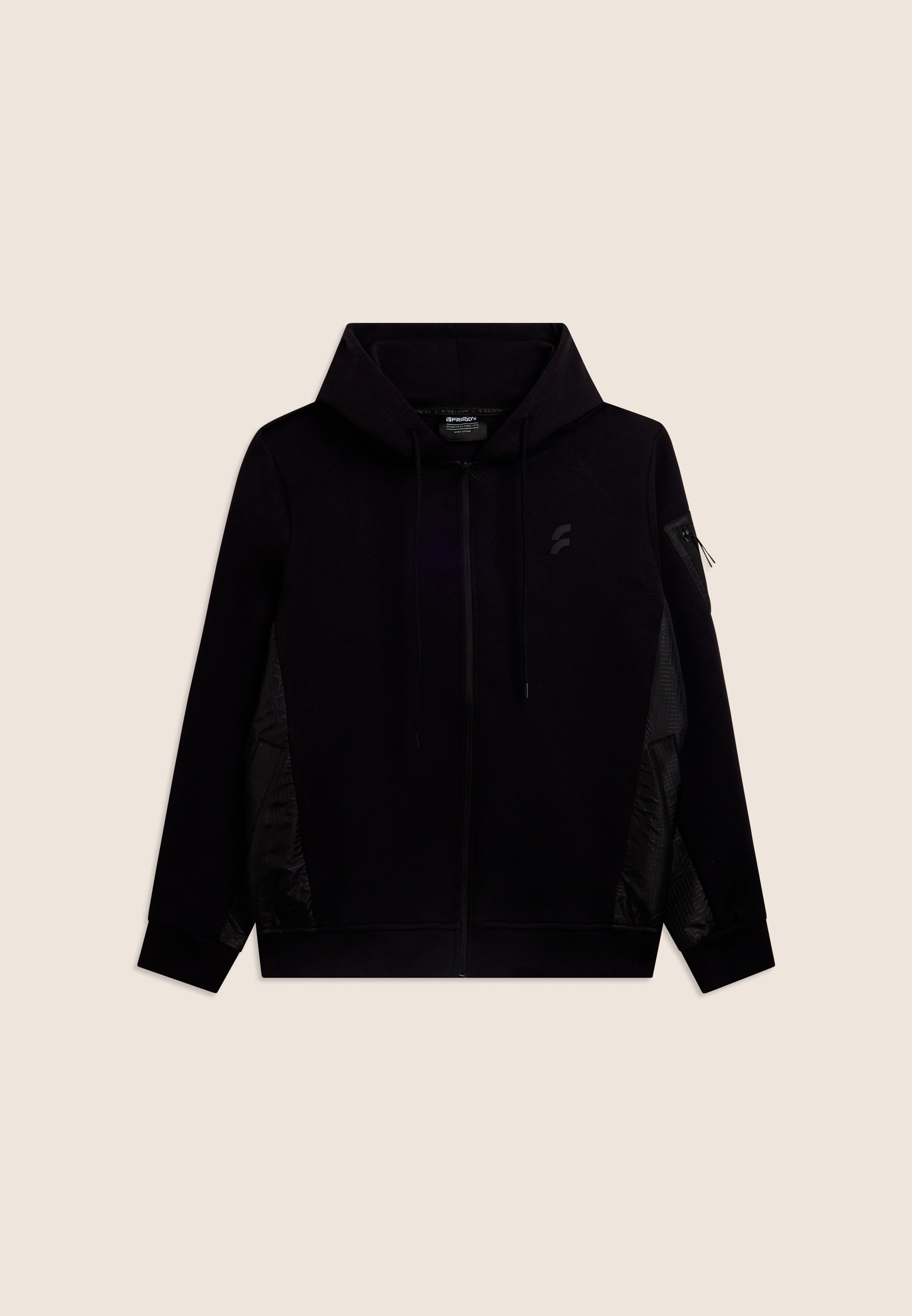 freddy-felpa-uomo-full-zip-con-cappuccio-e-inserti-tecnici image 1