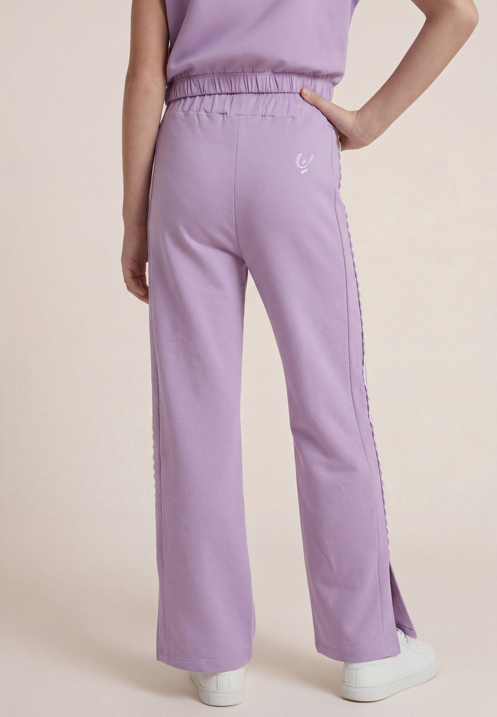 freddy-pantaloni-wide-leg-bambina-e-ragazza-in-french-terry-con-nastro-decorativ image 3