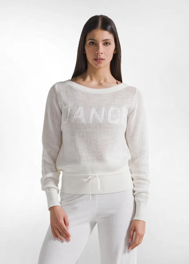 deha-d42421-maglia-in-cotone-effetto-rete-bianca image 1