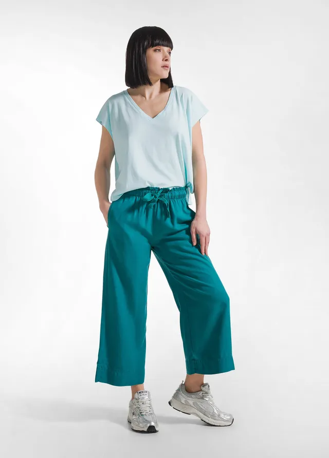 deha-d42567-pantaloni-crop-in-lyocell-verde image 1