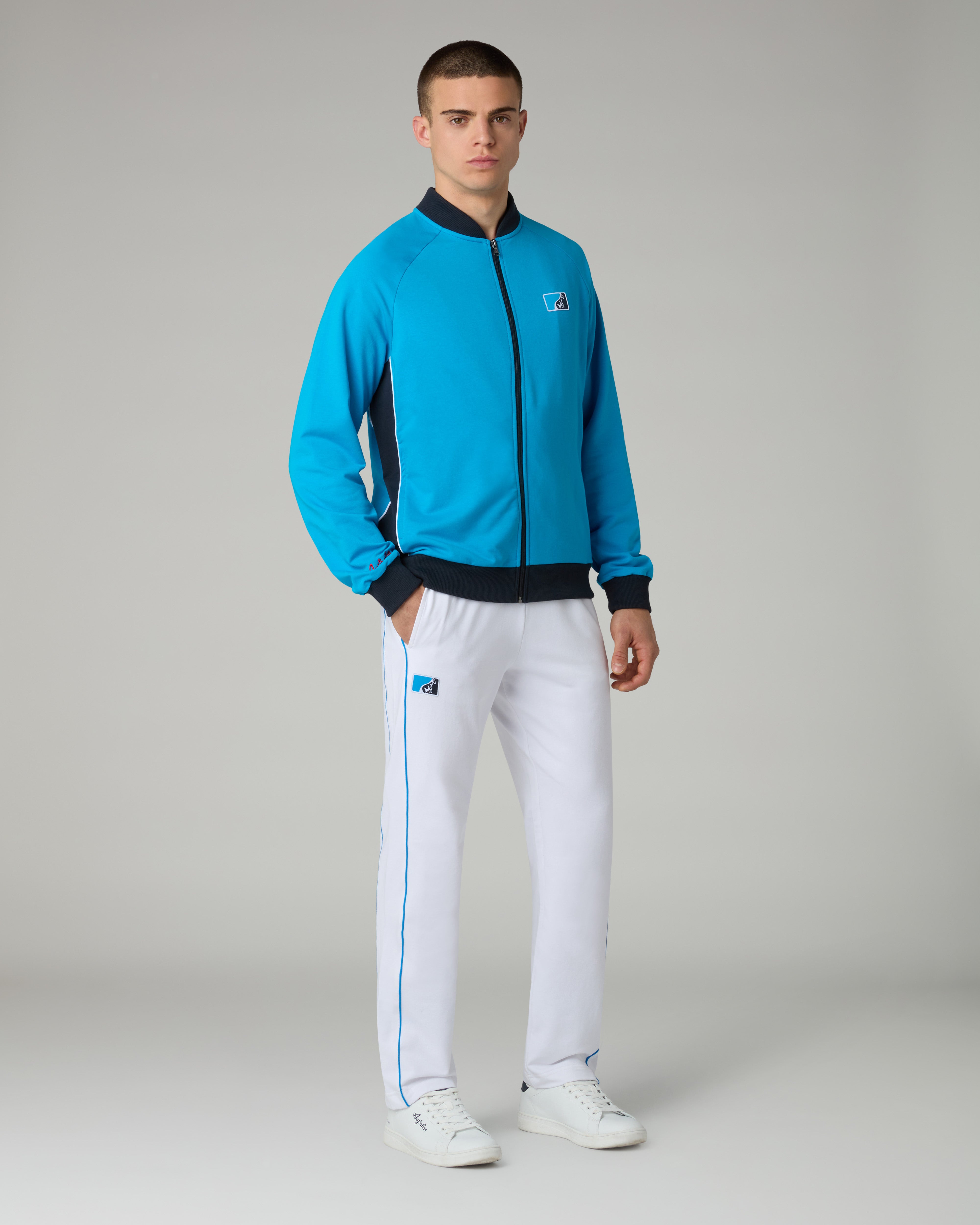 australian-league-track-pant-pantalone-felpa-bianco-con-piping image 2