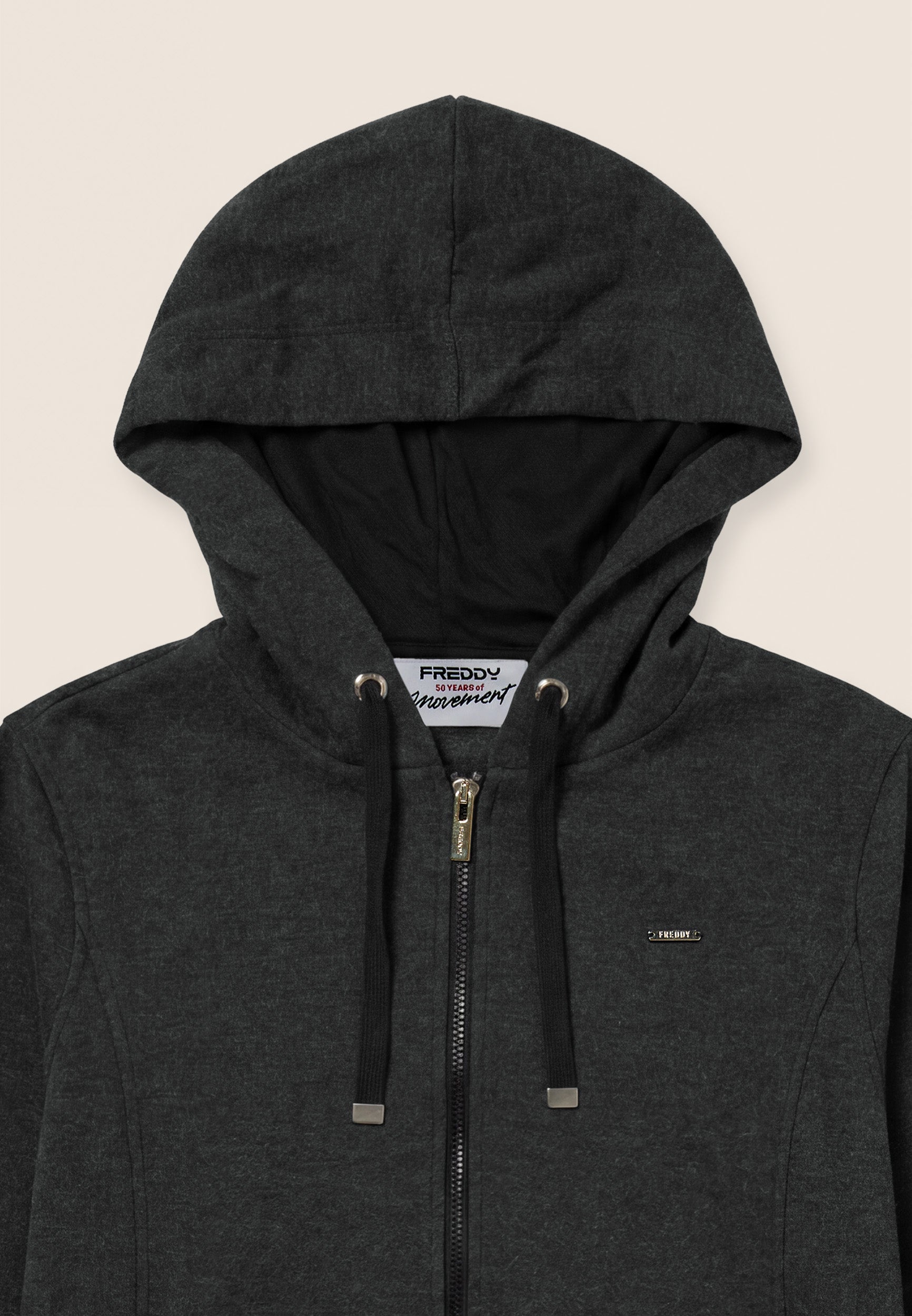 freddy-felpa-donna-con-cappuccio-full-zip-effetto-tricot-m-lange image 6