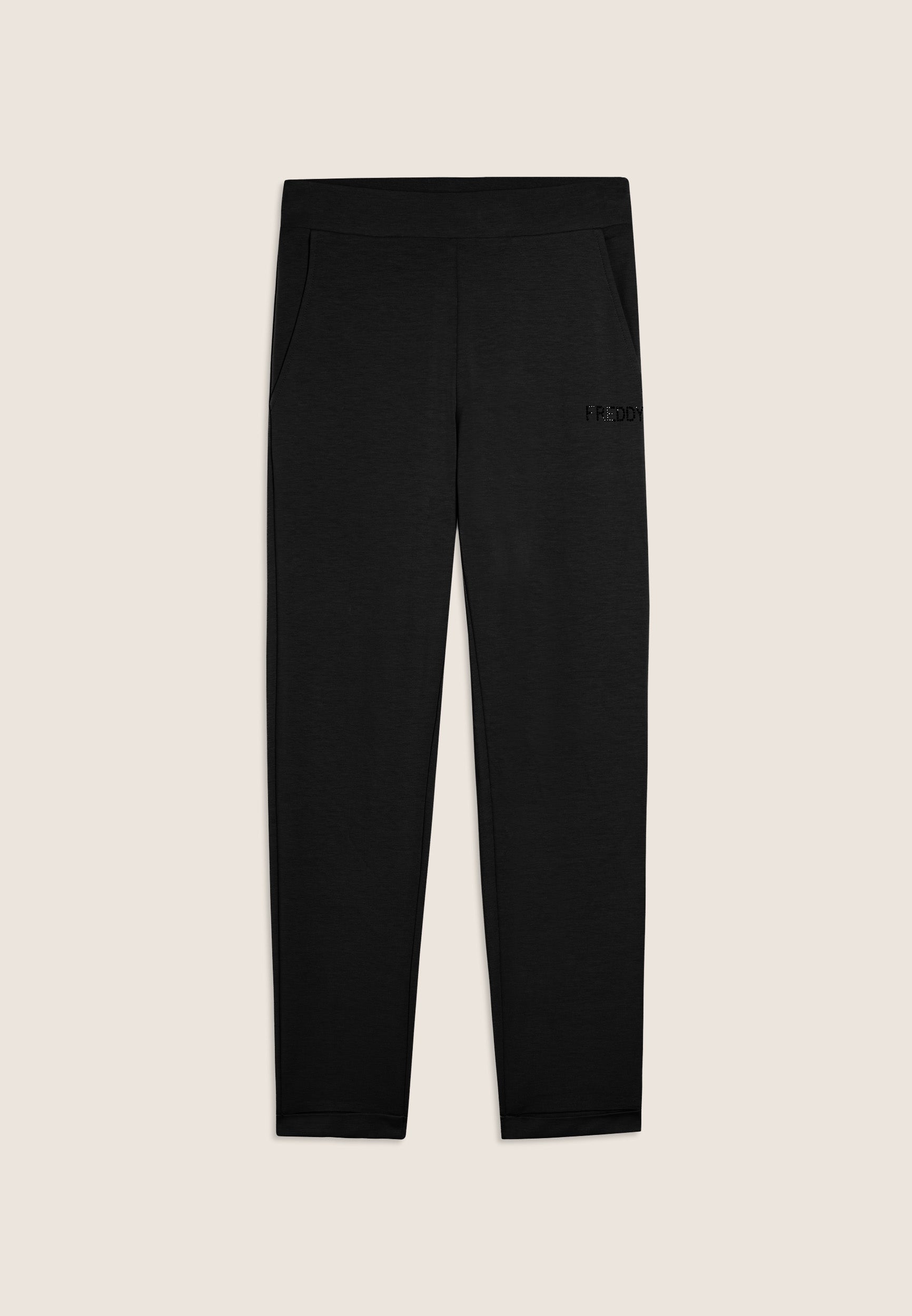 freddy-pantaloni-sportivi-cropped-regular-con-risvolto-e-strass image 6