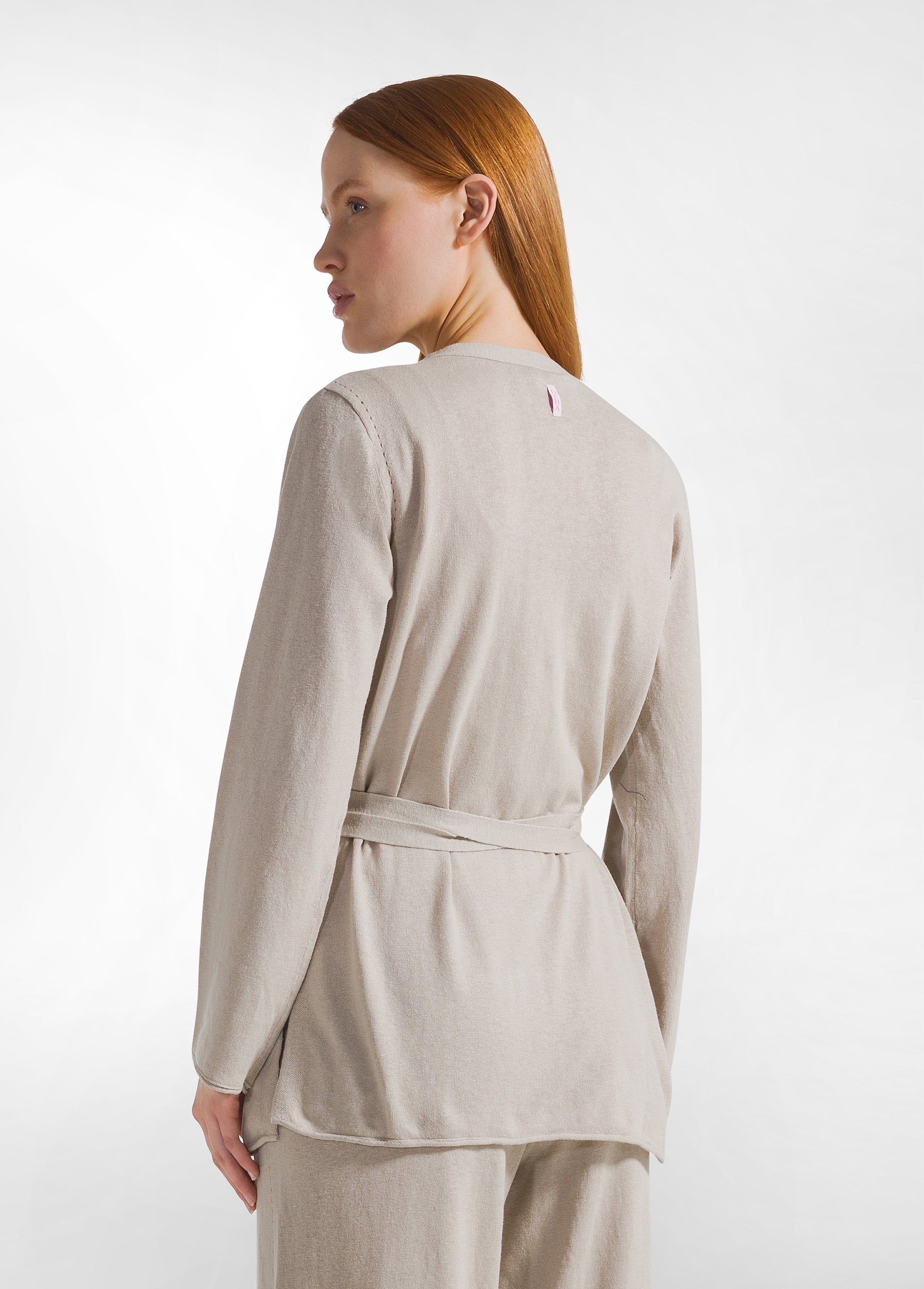deha-cardigan-allacciato-misto-lino-beige-mod-d22192 image 2