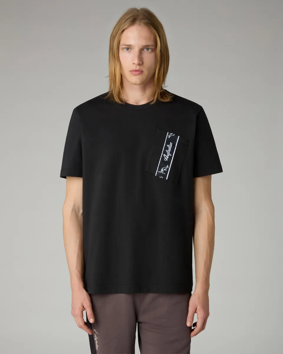 australian-pocket-t-shirt-t-shirt-cotone-nera-con-tasca image 1