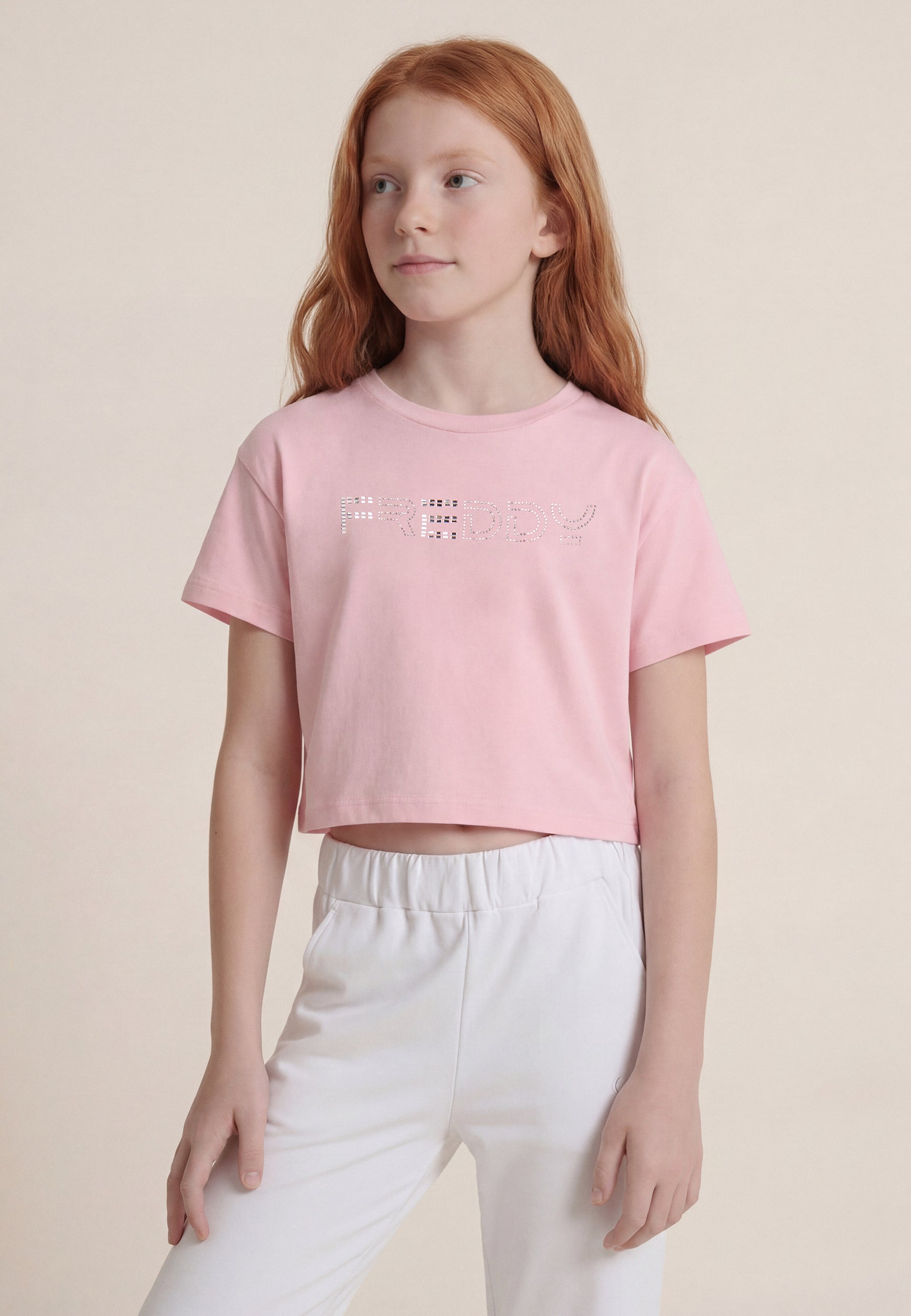 freddy-t-shirt-cropped-junior-con-apertura-retro-e-strass image 1