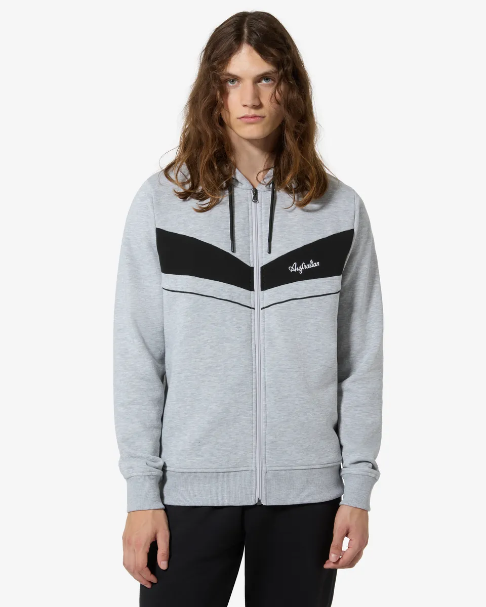 australian-raw-pink-track-jacket-giacca-felpa-grigio-melange-con-cappuccio image 1