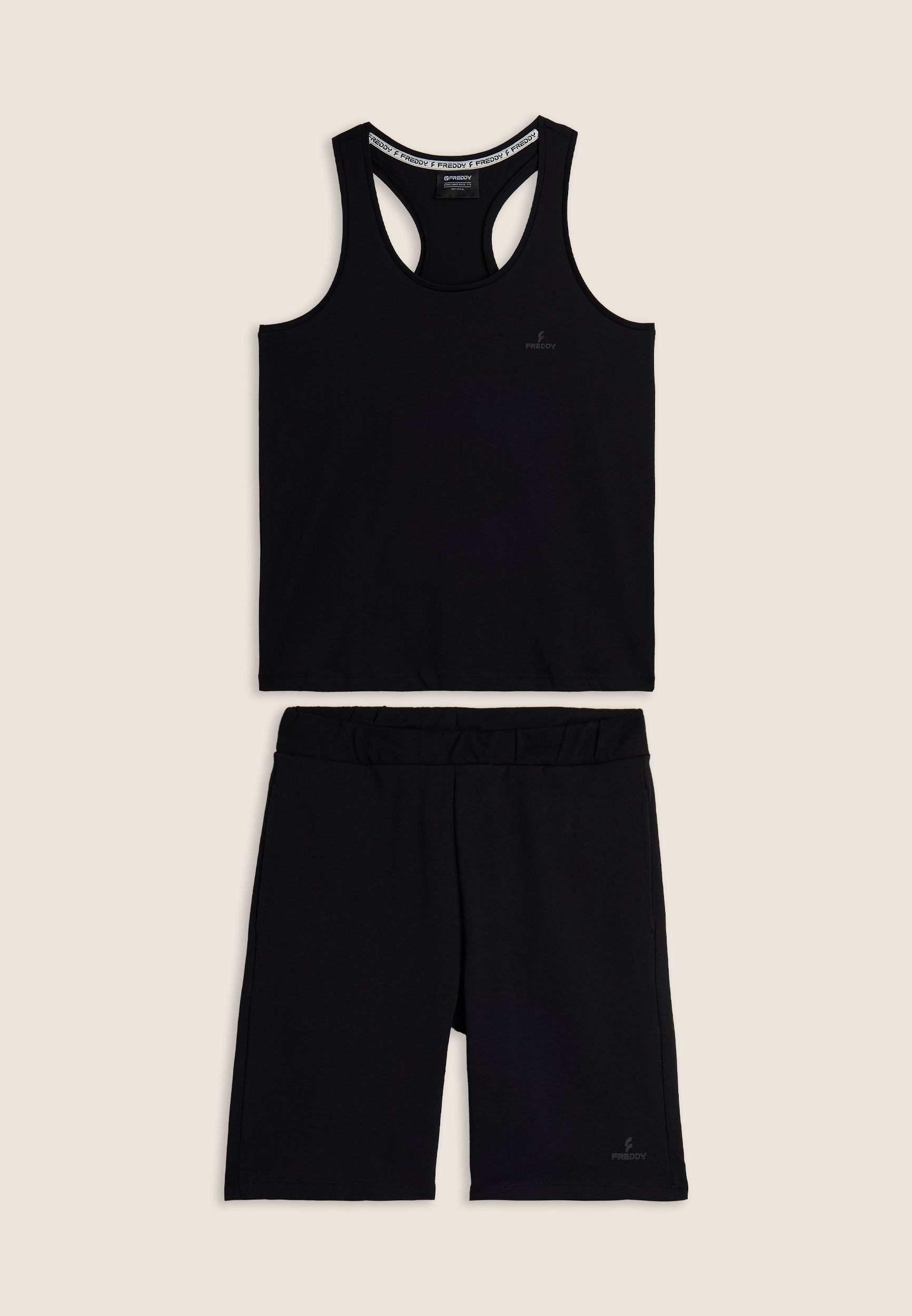 completo-sportivo-donna-freddy-in-cotone-canotta-bermuda image 1