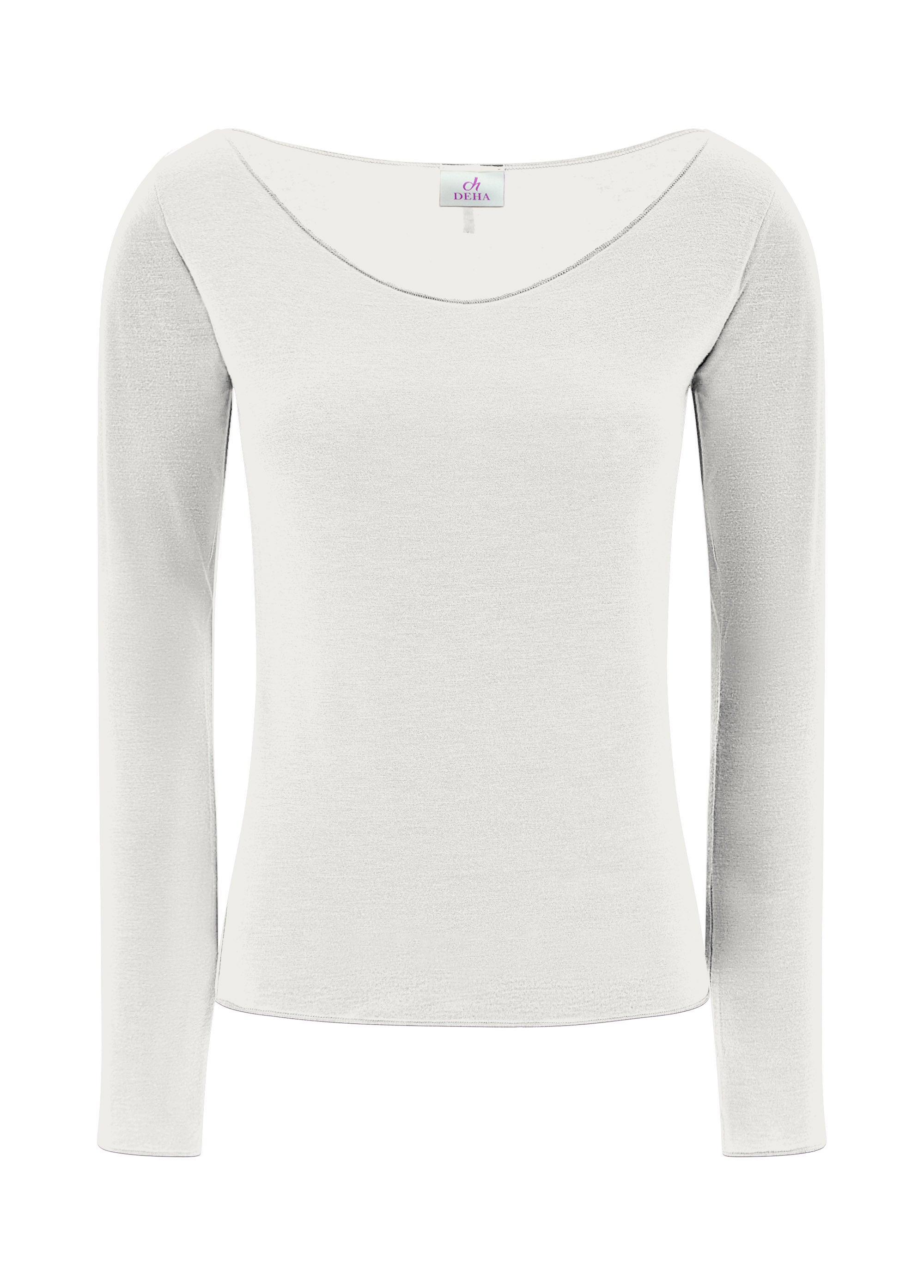 deha-maglietta-in-misto-cashmere-scollo-ampio-bianco image 1